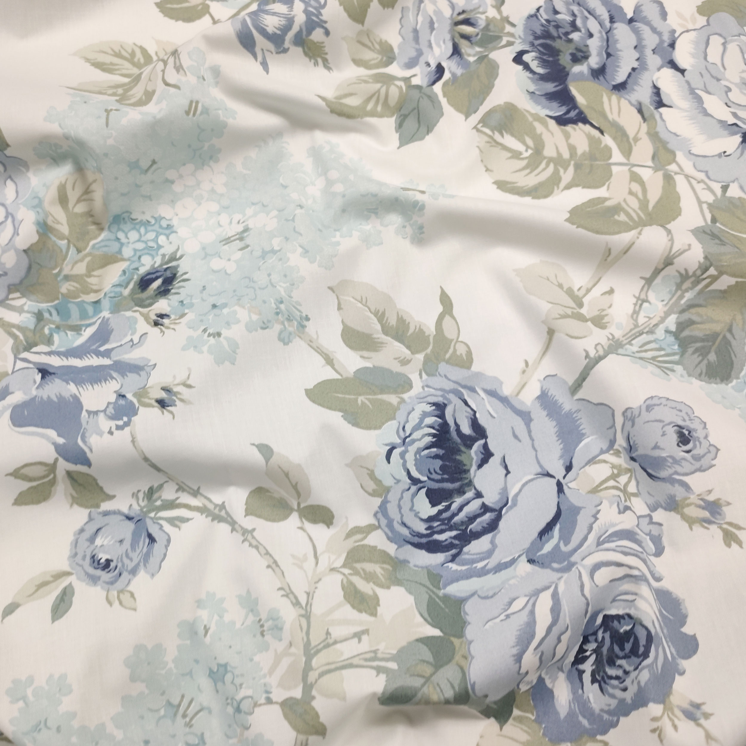 Tessuto Cotone Rose Blu