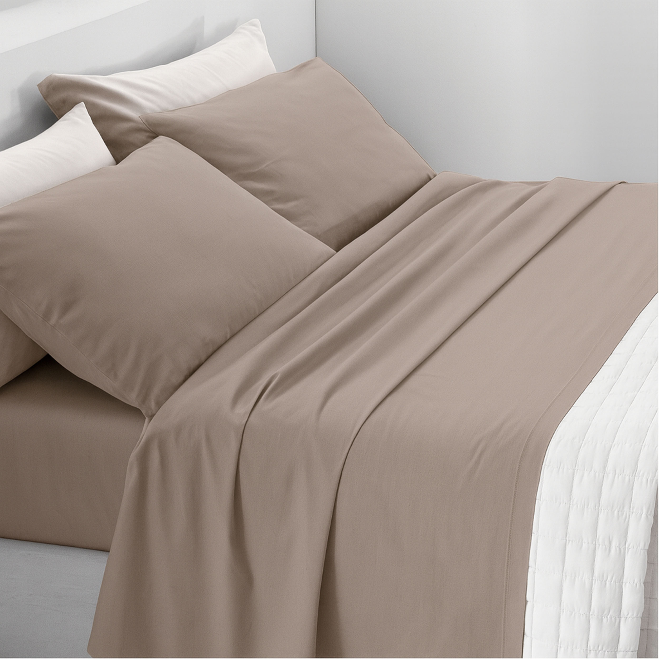 Completo Lenzuola Tortora Letto 1 Piazza e Mezza Image