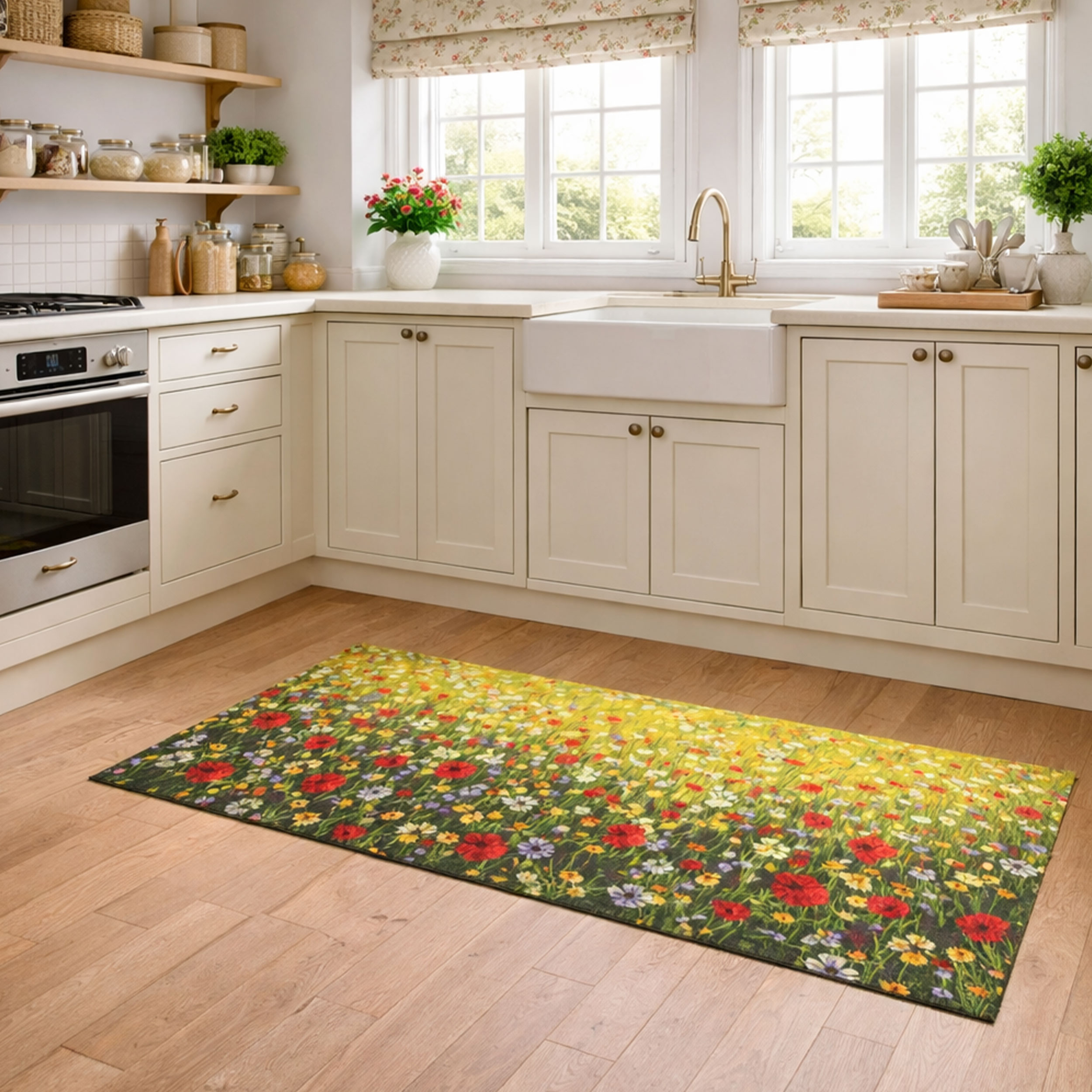 Passatoia da Cucina con Fiori di Campo Dipinti Image