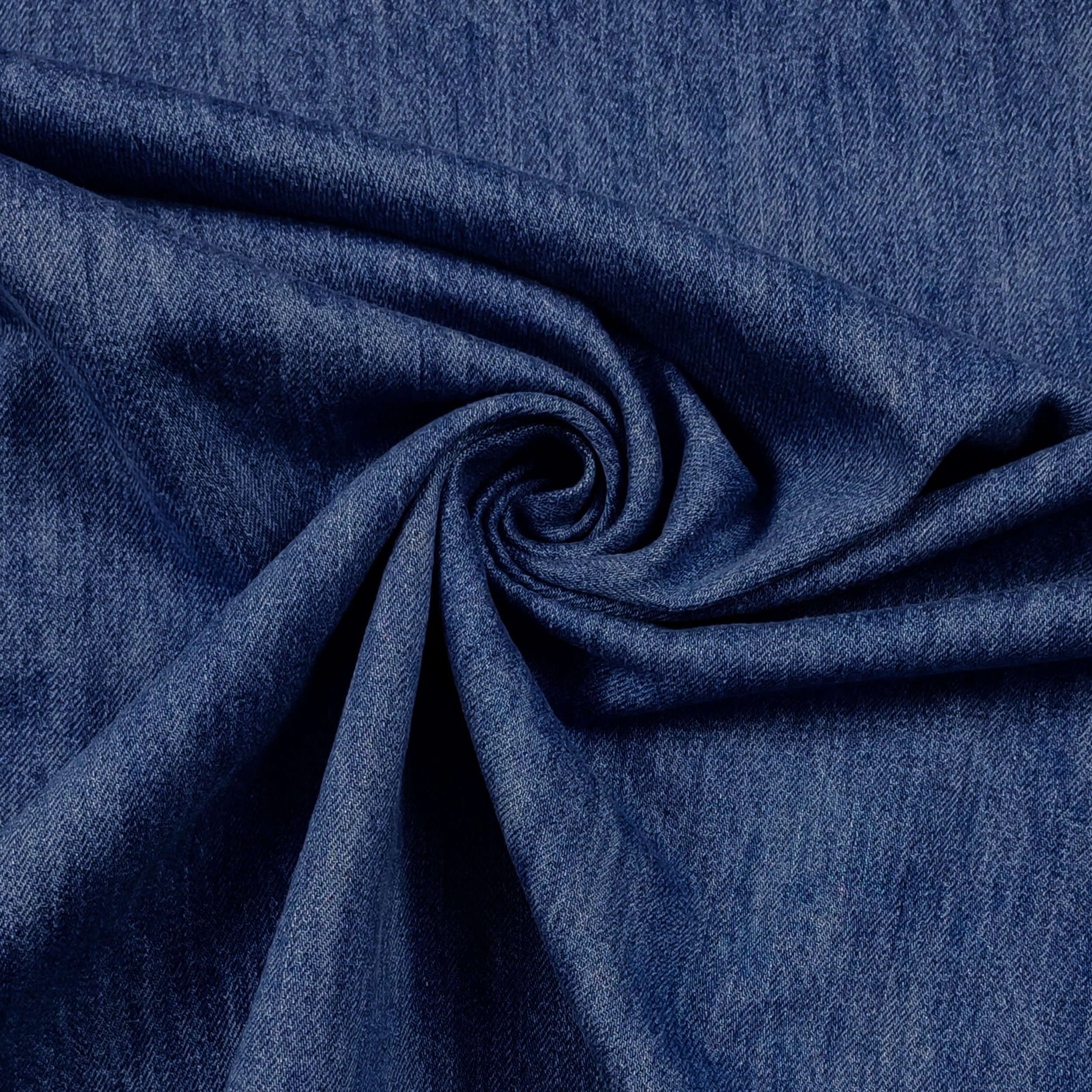 Tessuto Denim Puro Cotone Blu Scuro