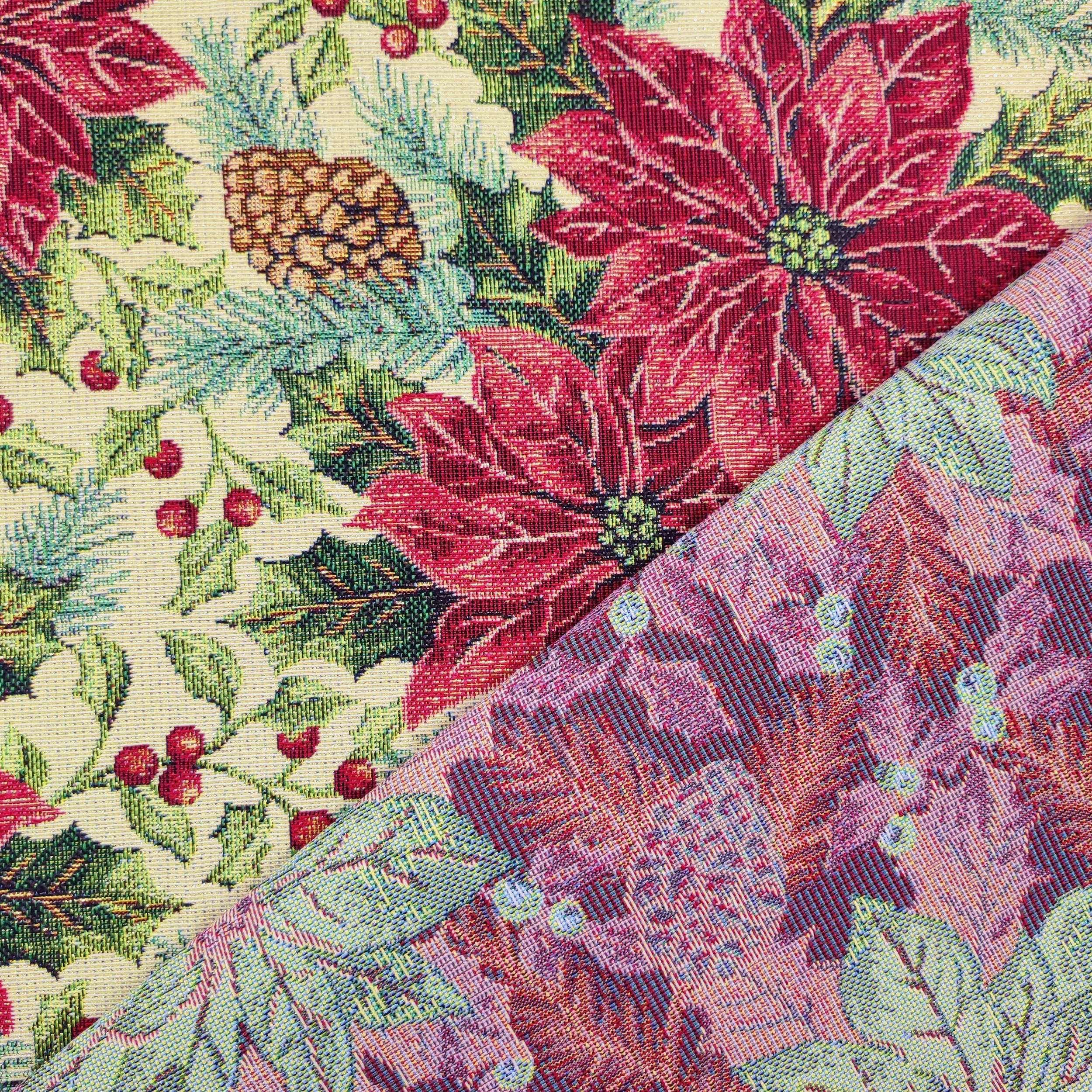 Tessuto Gobelin Stelle di Natale Lurex
