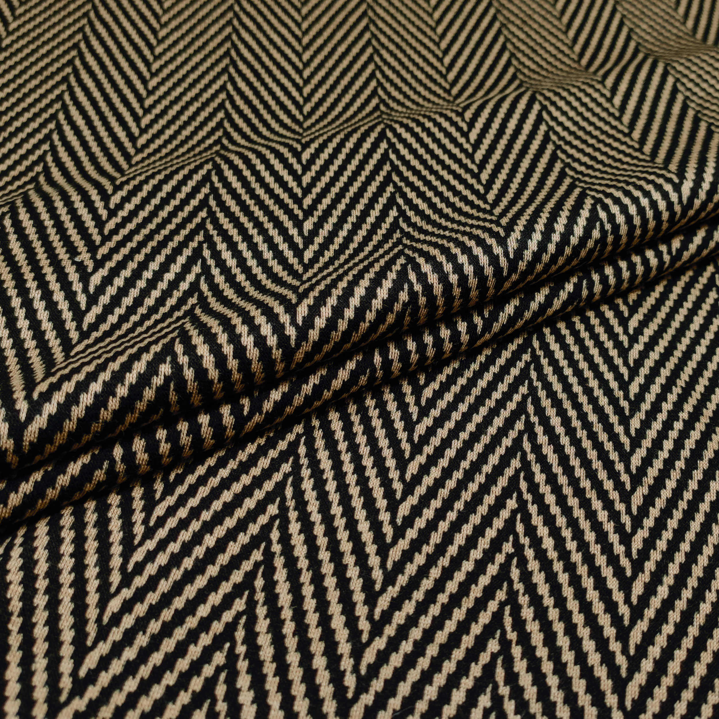 Punto Milano Misto Viscosa Spigato Beige Nero