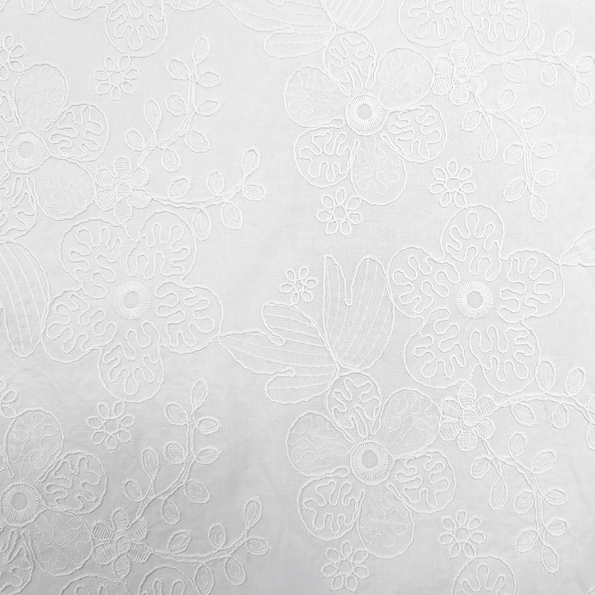 Sangallo di Cotone Bianco Doppio Smerlo Fiori Image