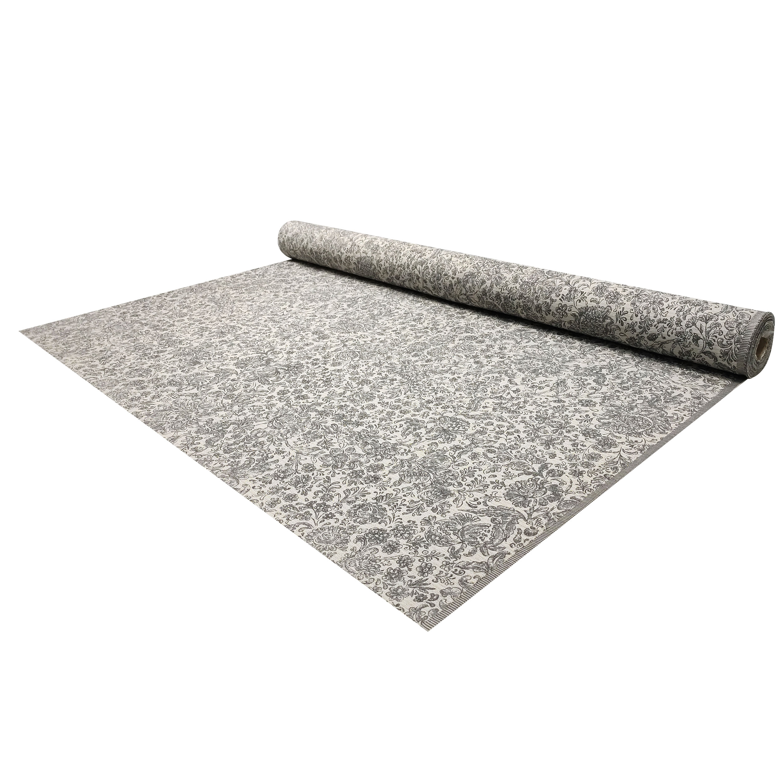 Tessuto Arredo Jacquard Fiori Grigi