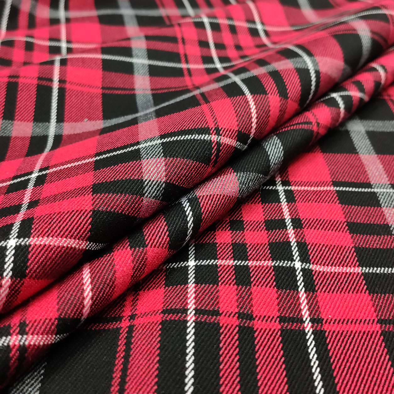 Ritaglio Tartan Quadri Rosso e Nero 50x145 cm Image