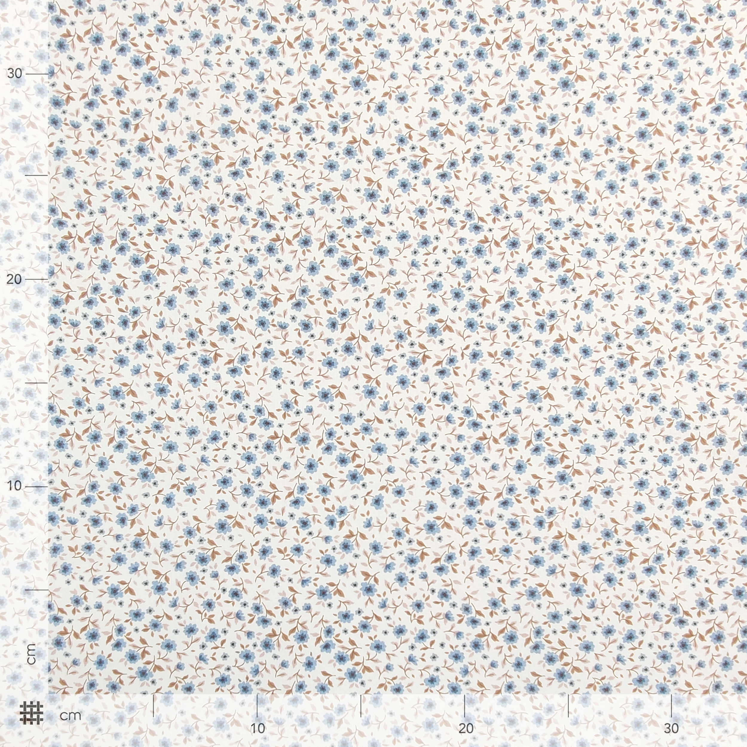 Tessuto Cotone Piccoli Fiori Azzurri