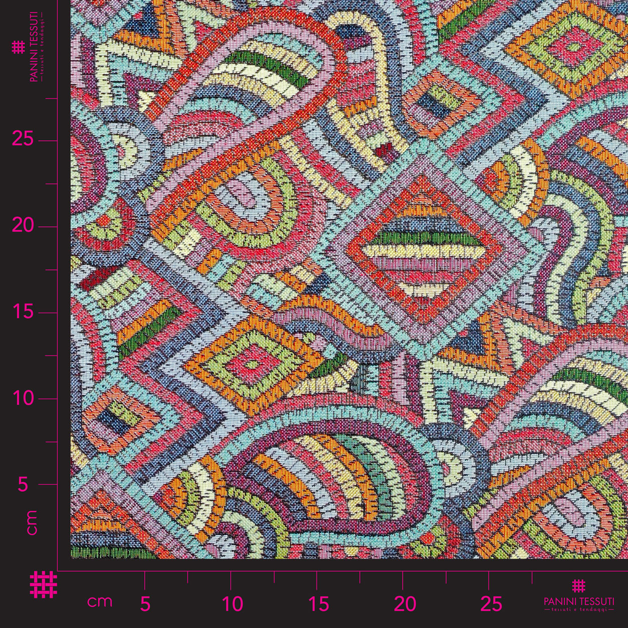 Tessuto Jacquard Fantasia Astratta Ricamo Mosaico Multicolor Image