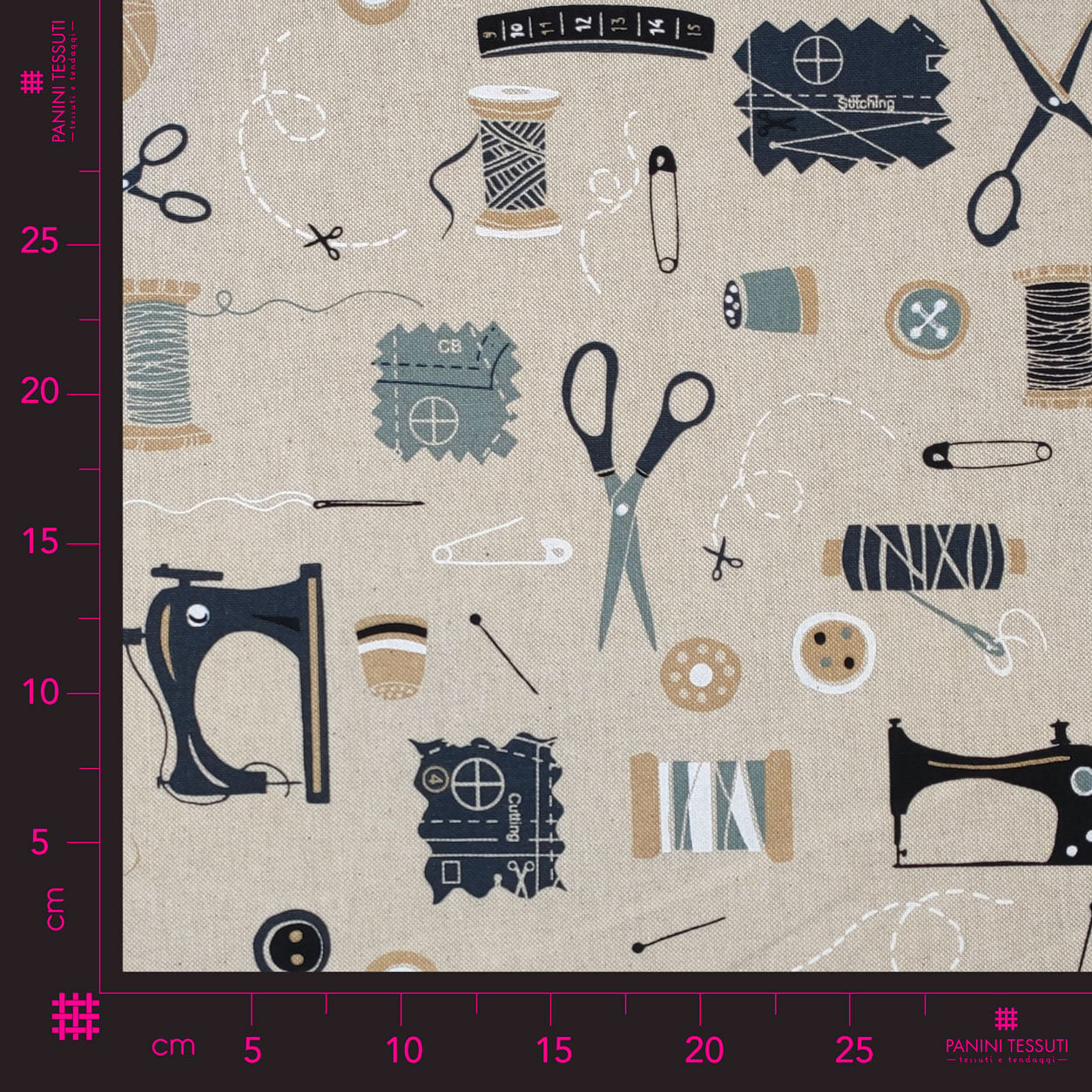 Tessuto Misto Cotone Accessori Sartoria Grigio Image
