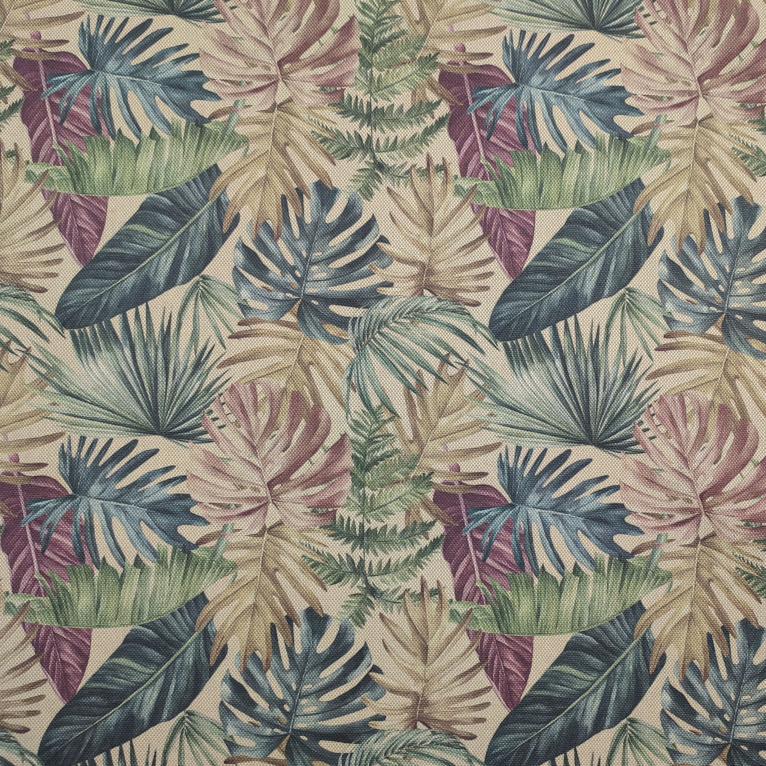 Tessuto Misto Cotone Foglie Tropicali