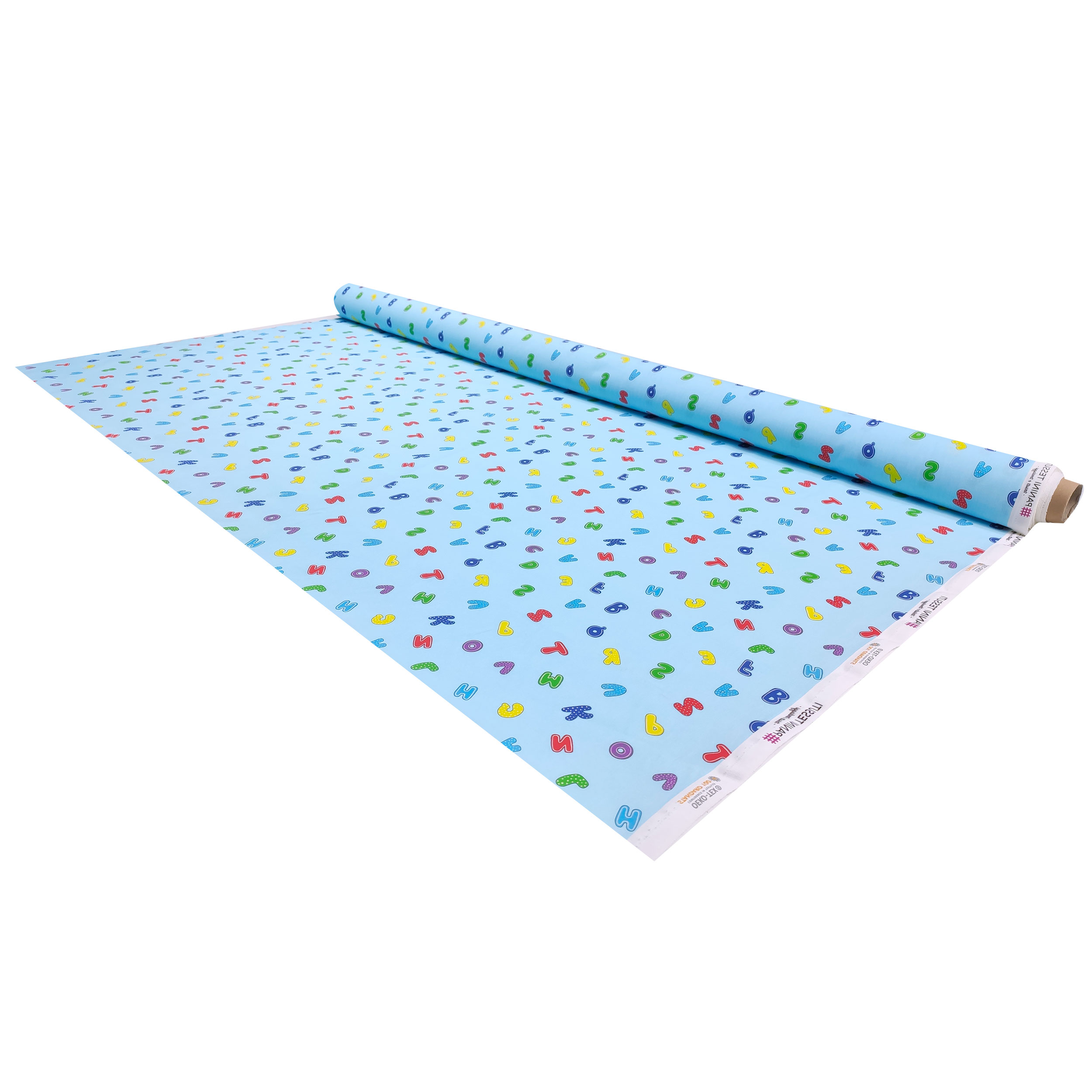 Tessuto Cotone Alfabeto Sfondo Azzurro Image