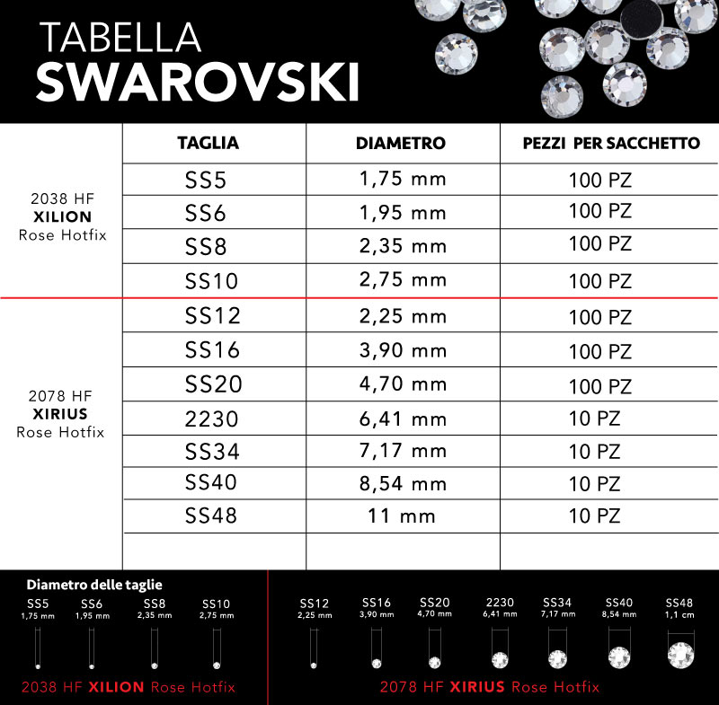Confezione Swarovski Crystal SS 40 - 10 pz