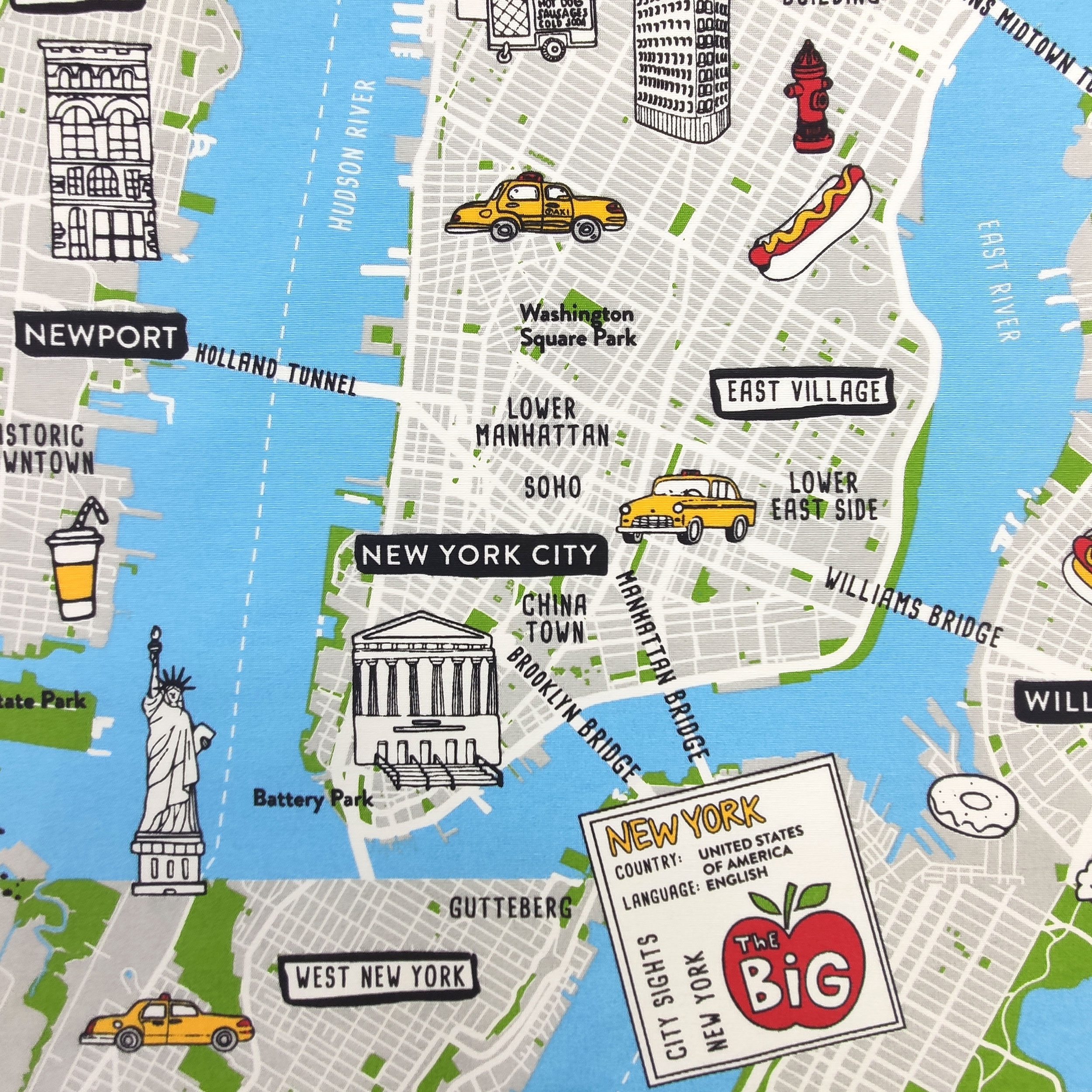 Tessuto Misto Cotone Mappa di New York