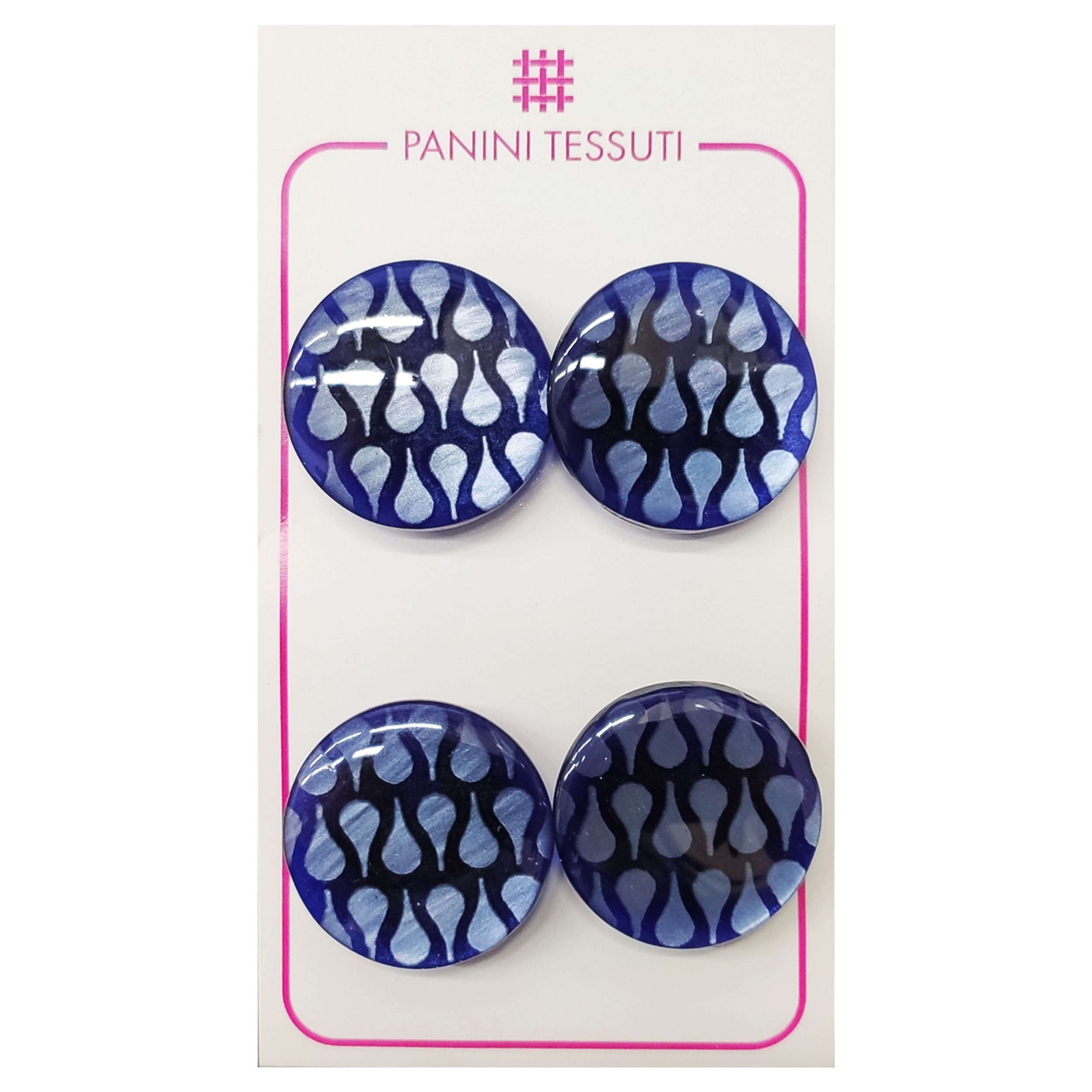 Bottoni Disegno Gocce Colore Blu 4 Pezzi - Lin 36