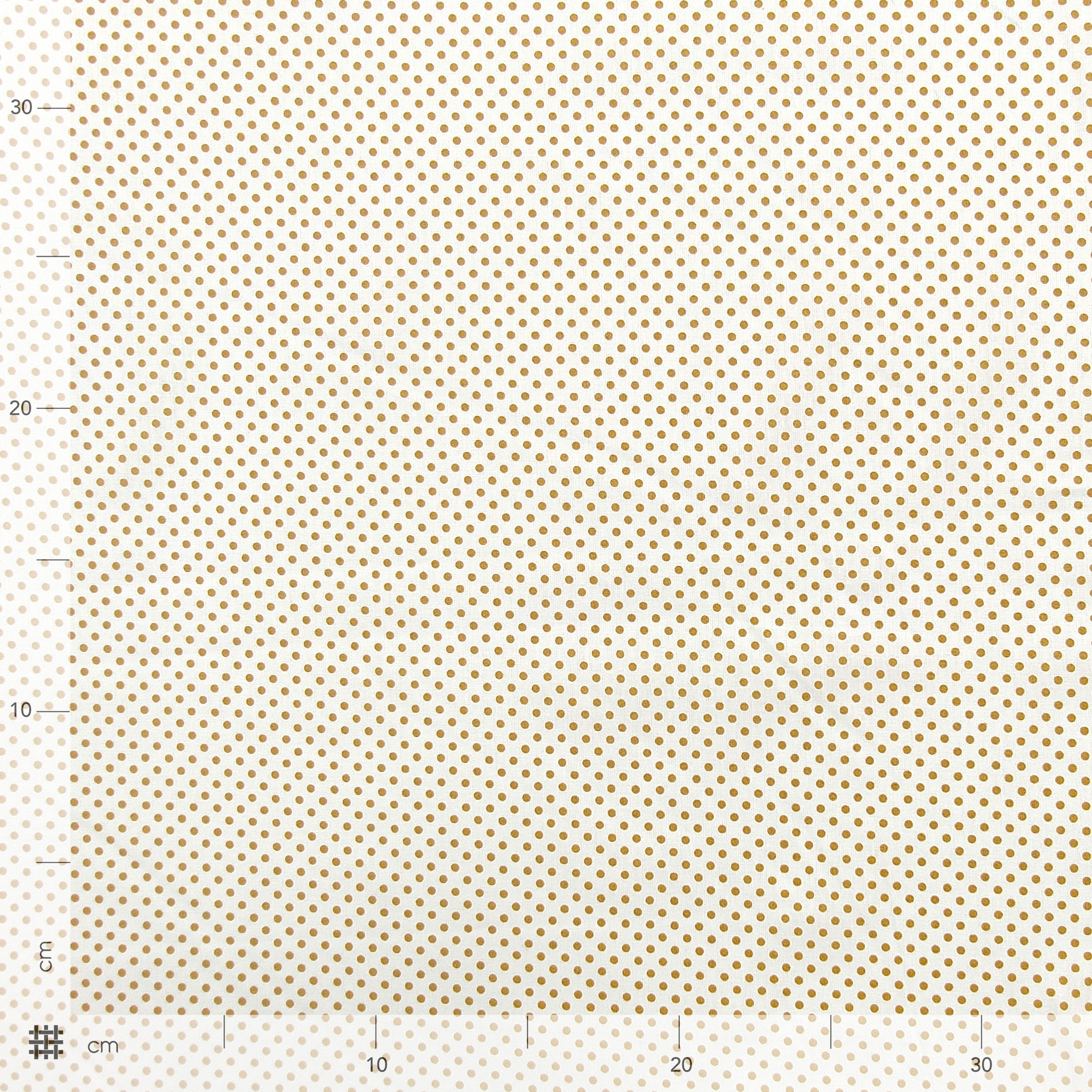 Tessuto Cotone Bianco Pois Senape Image