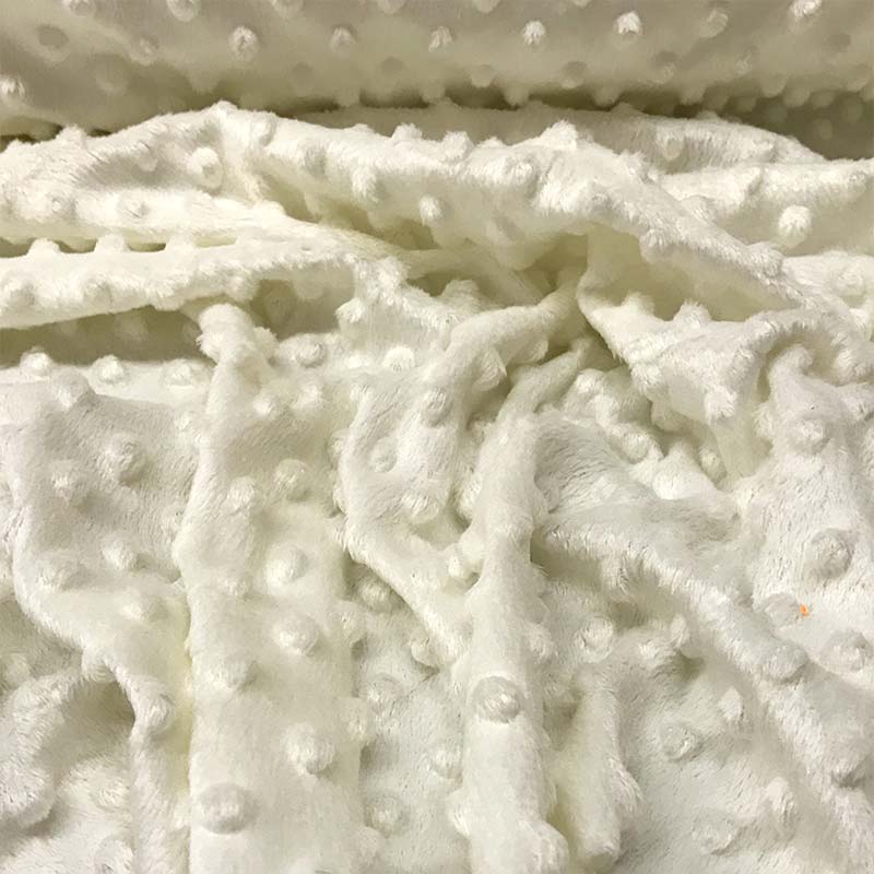 Tessuto Minky Dots Peluche Panna 