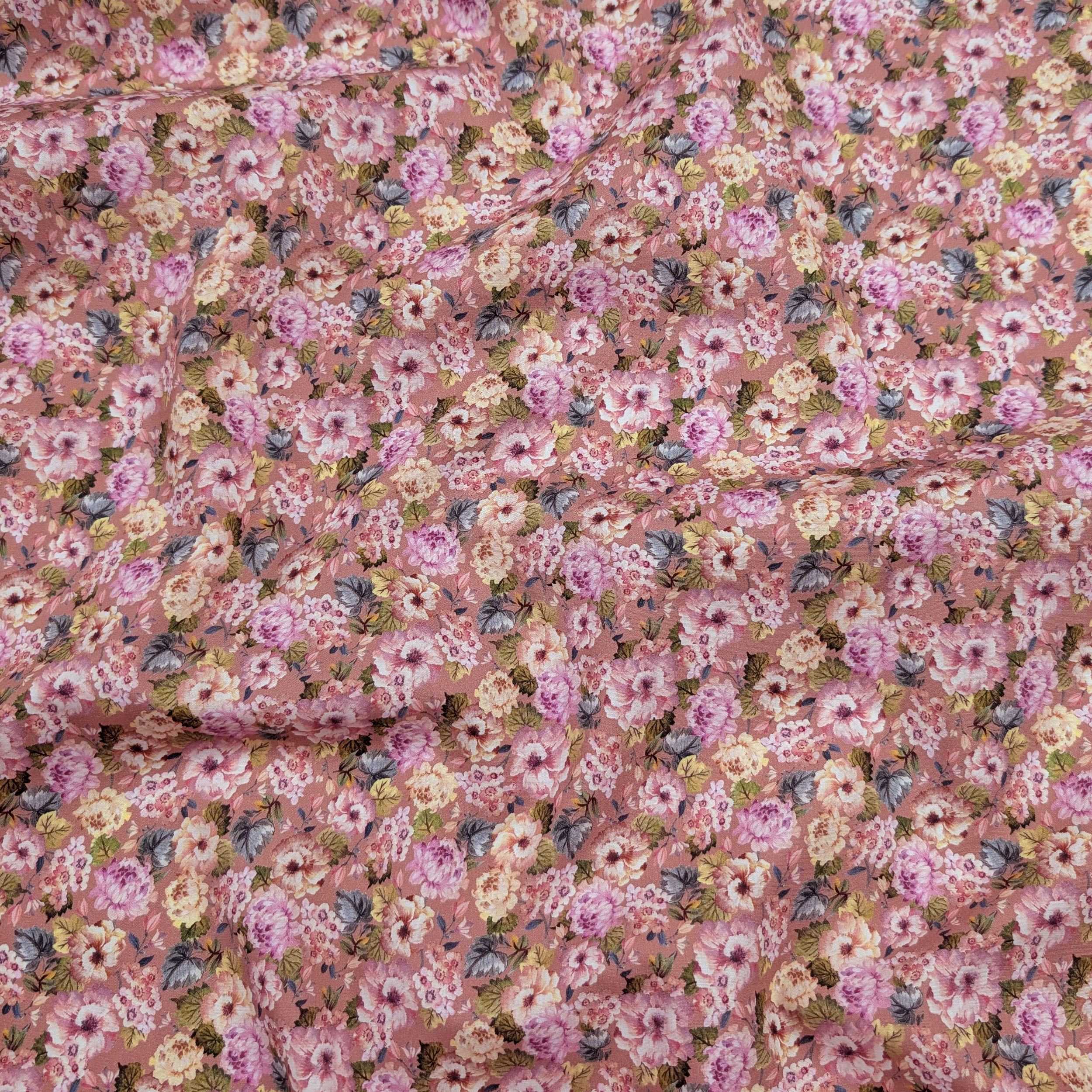 Popeline Cotone Bouquet Romantico Rosa Image