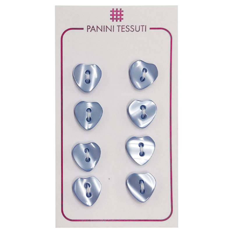 Bottoni Cuore Colore Azzurro 8 Pezzi - Lin 20