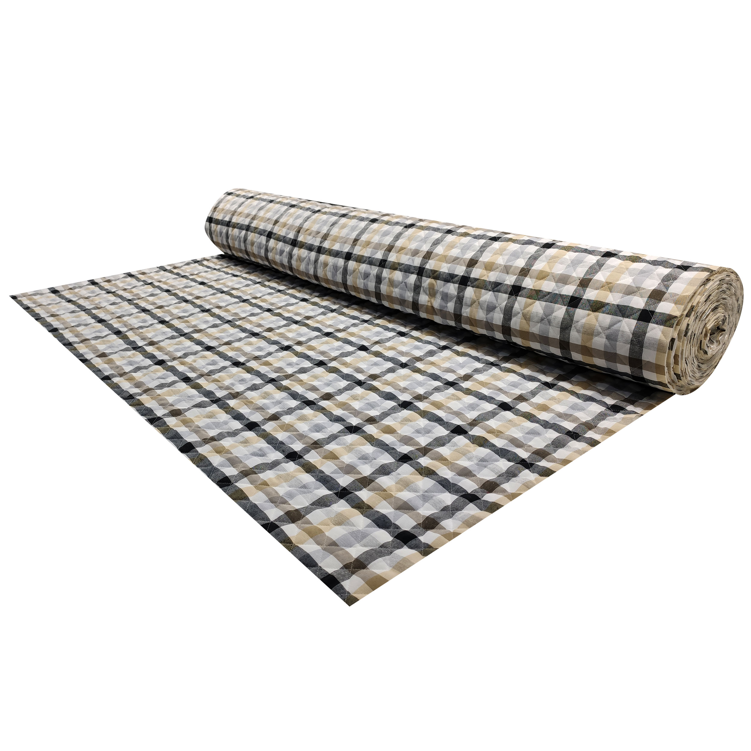 Tessuto Trapuntato Quadretti Grigio Beige