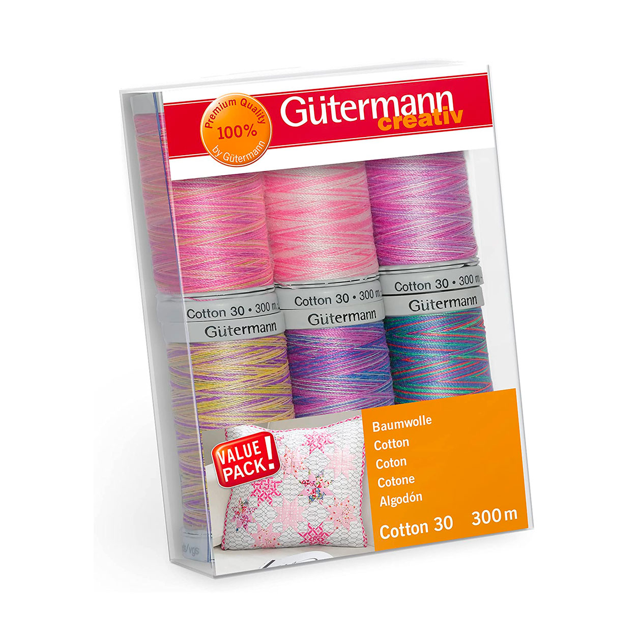 Gutermann Filo Cotone 300 m 6 Bobine Toni del Rosa