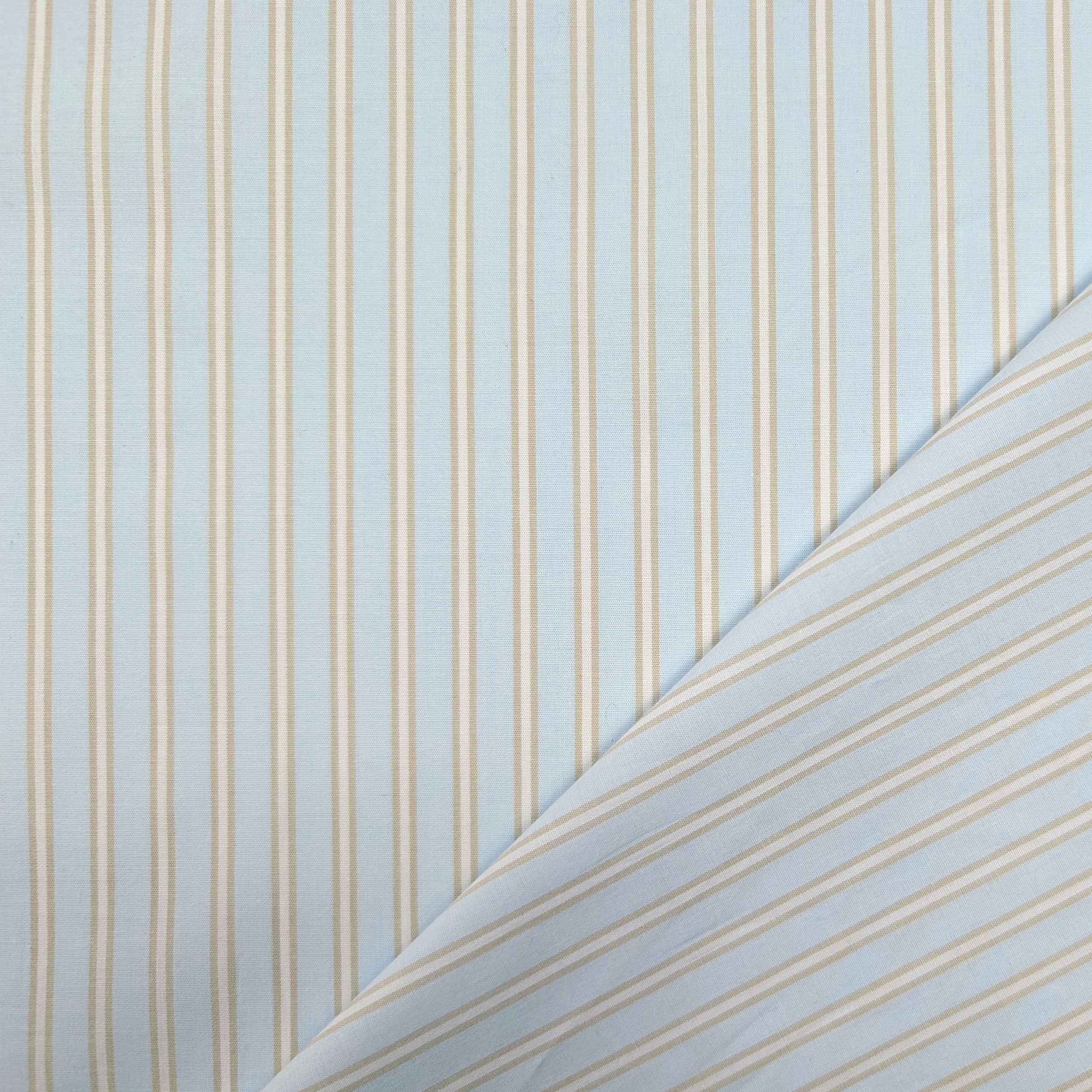 Cotone per Camiceria Elasticizzato Azzurro con Righe Image