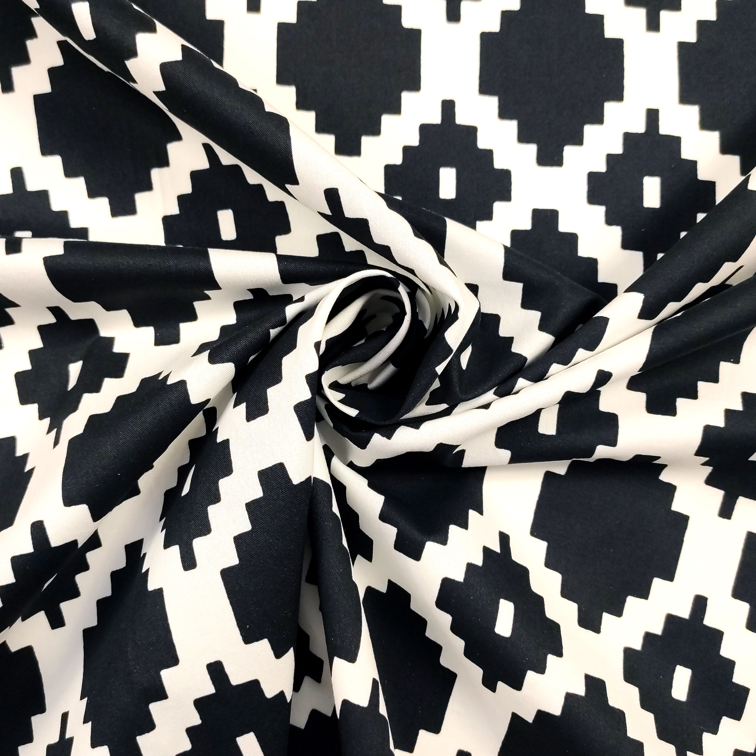 Cotone Elasticizzato Moda Bianco e Nero