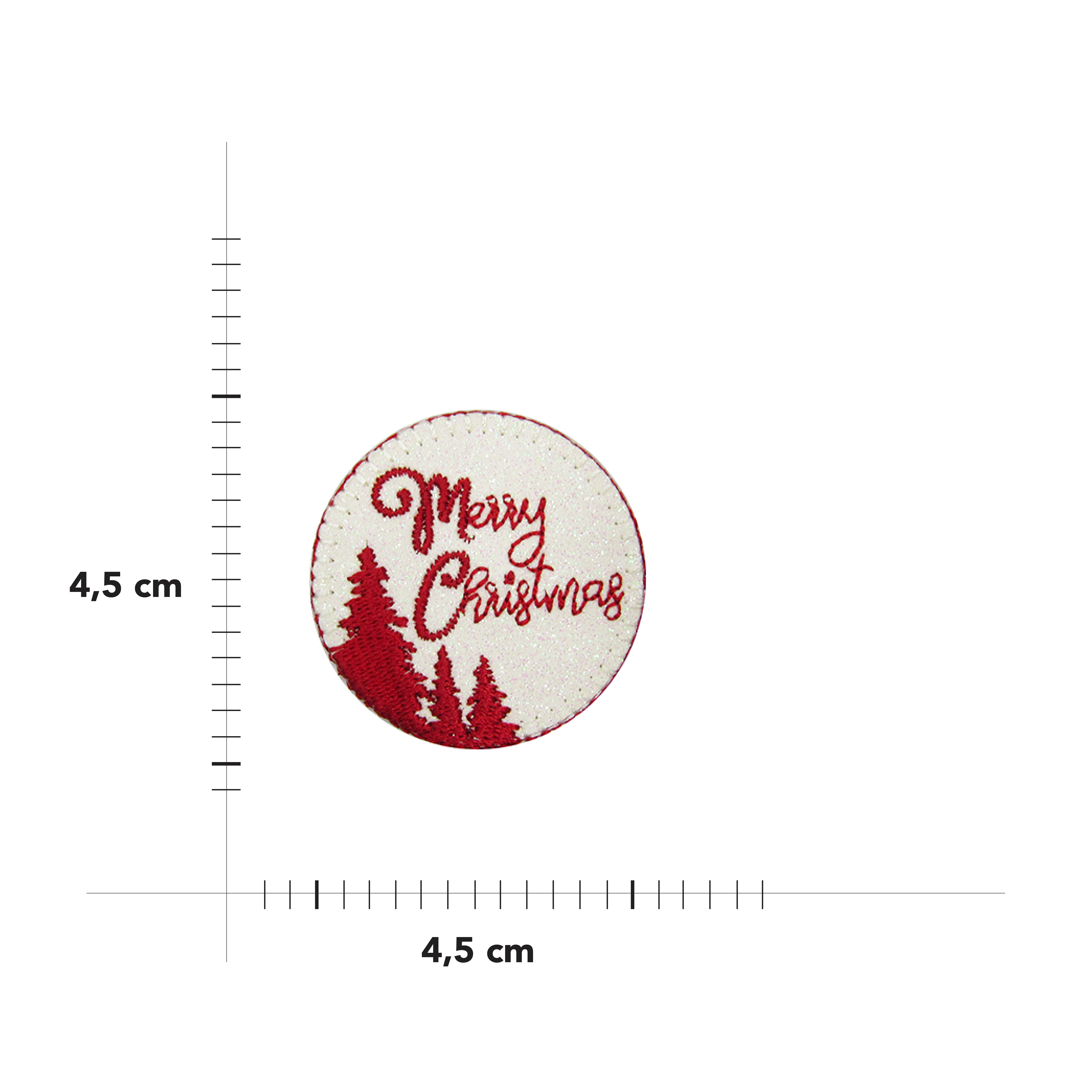 Patch Rotonda Bianca Termoadesiva Merry Christmas Image