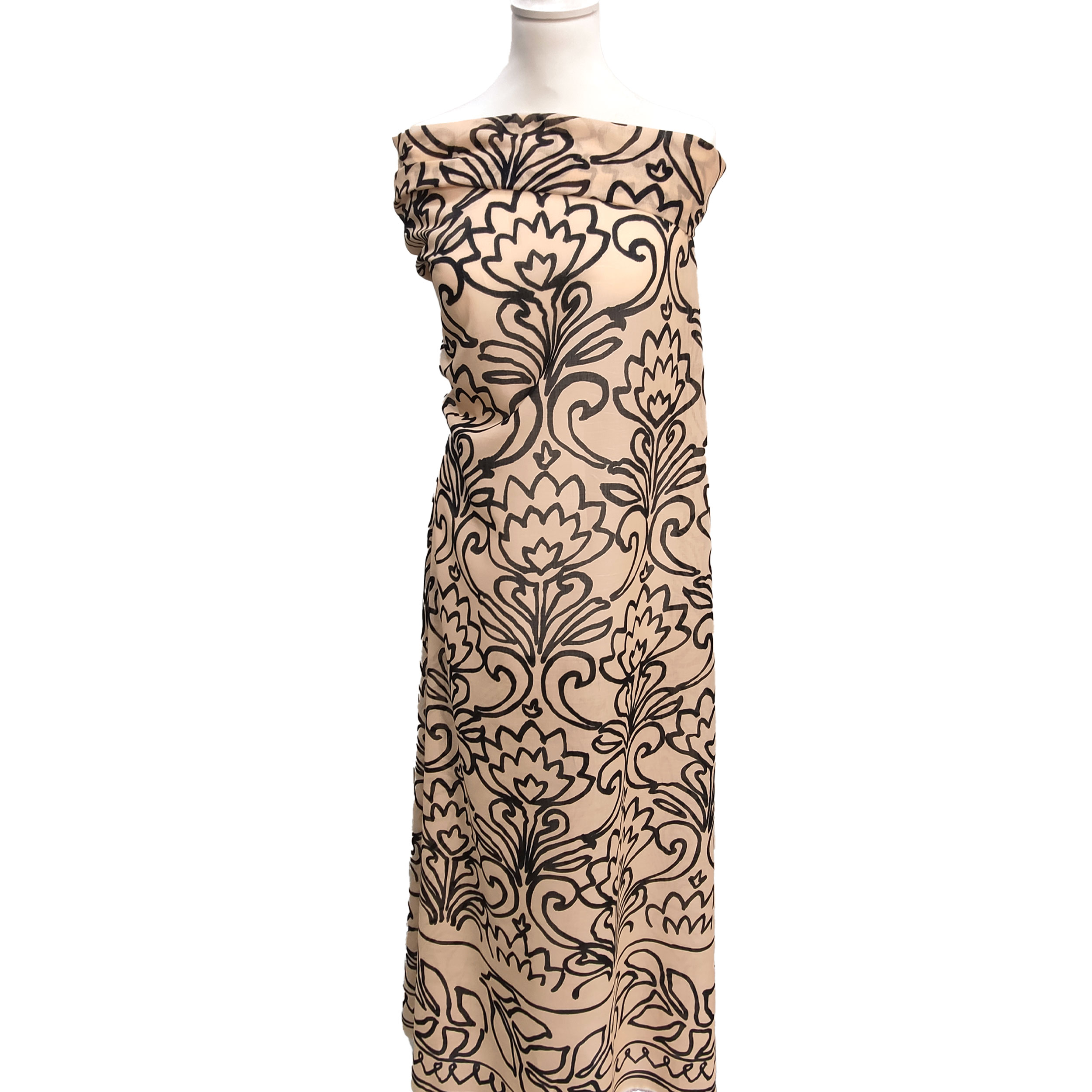 Mussola Setata Alta Moda Beige e Nero