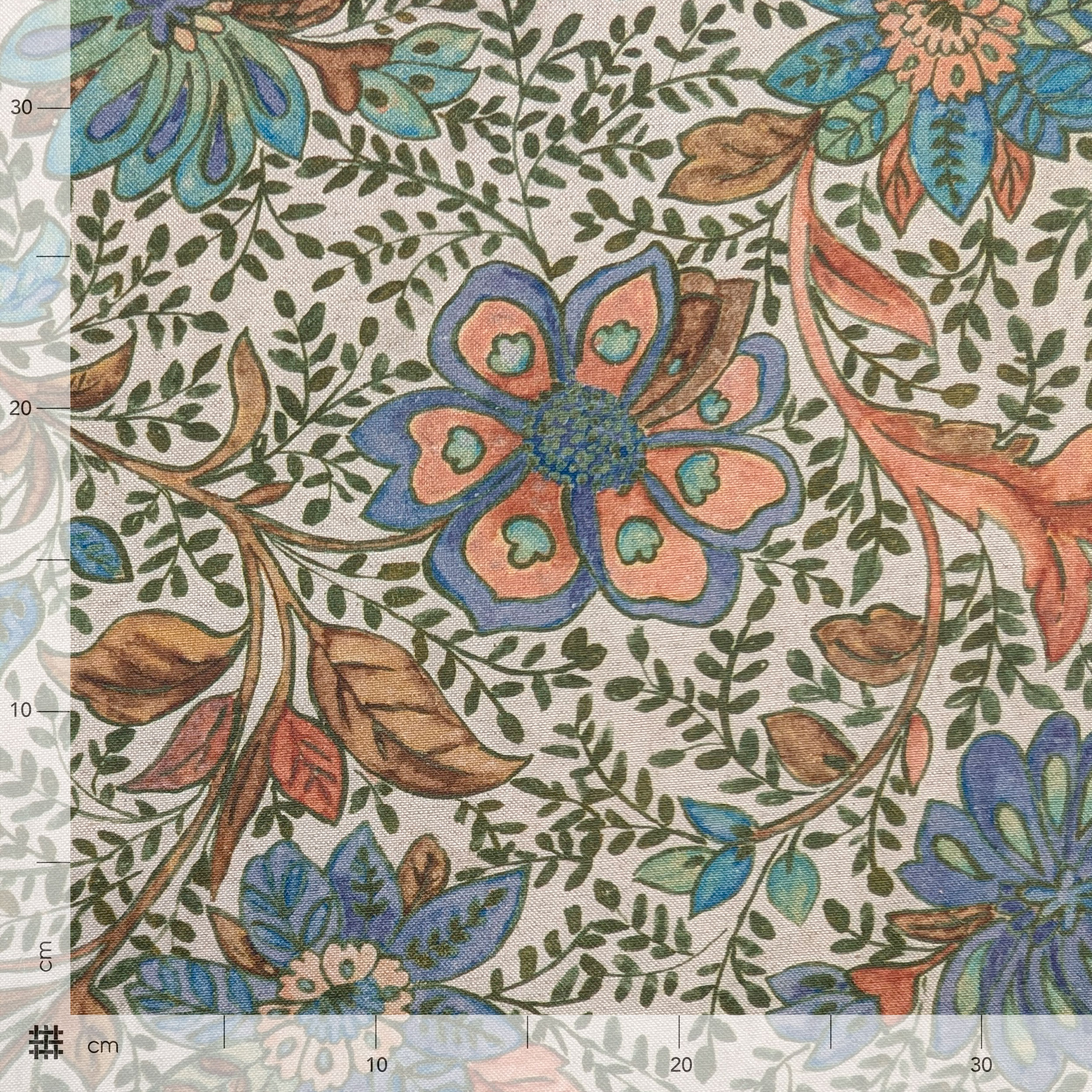 Panama Misto Lino Fiori Blu H 280 cm Image