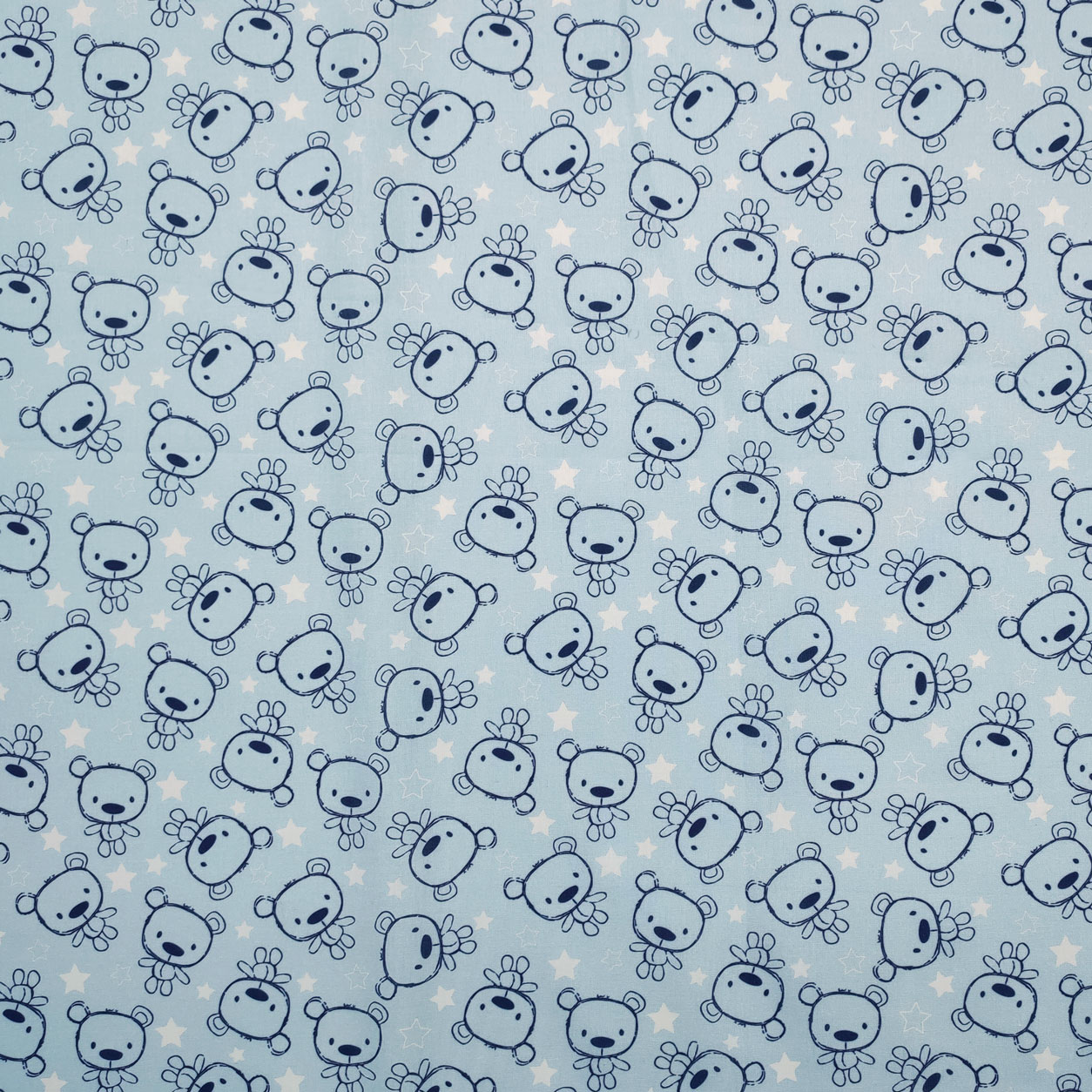 Tessuto Cotone Orsetto Azzurro