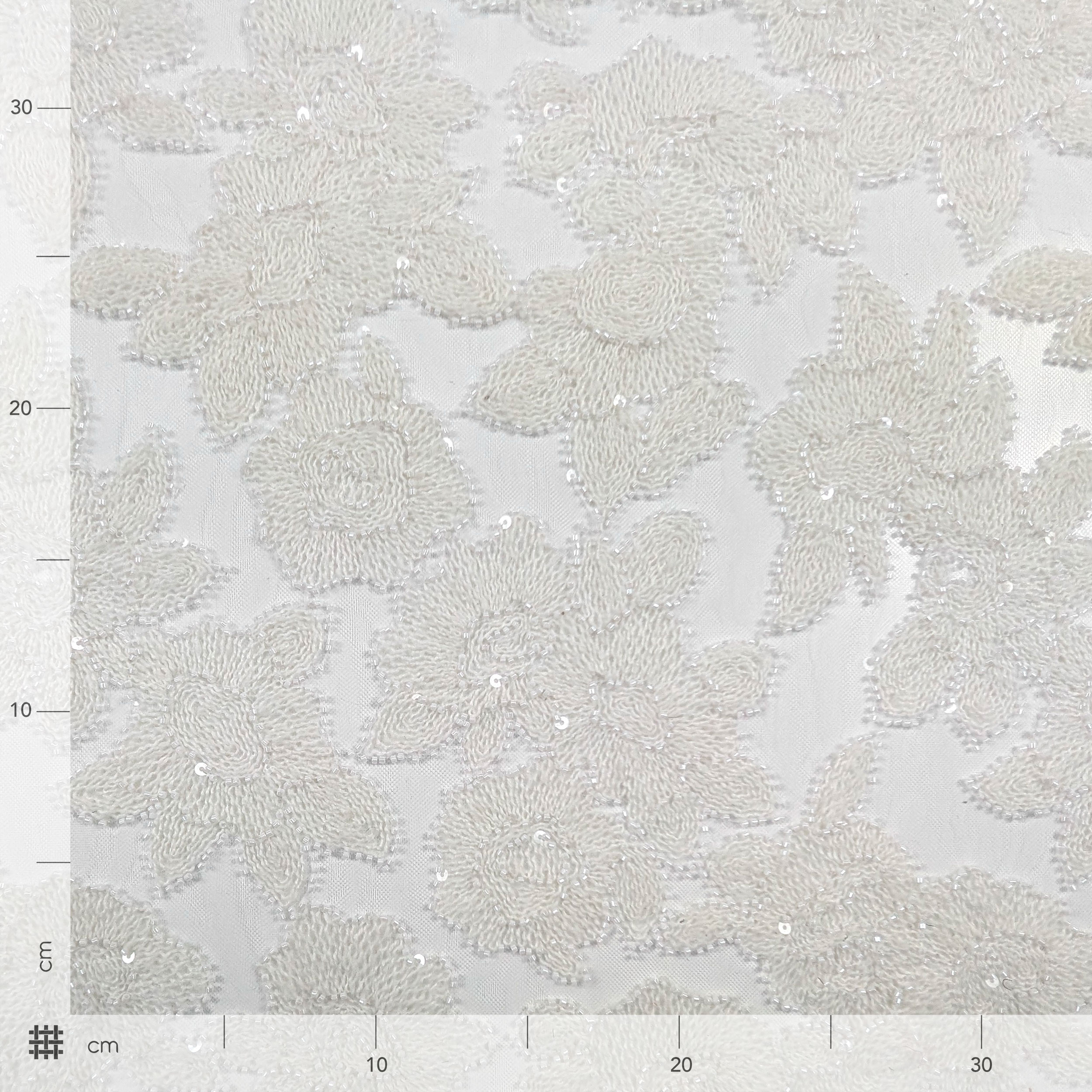 Pizzo Rose Lana Paillettes Bianco Image