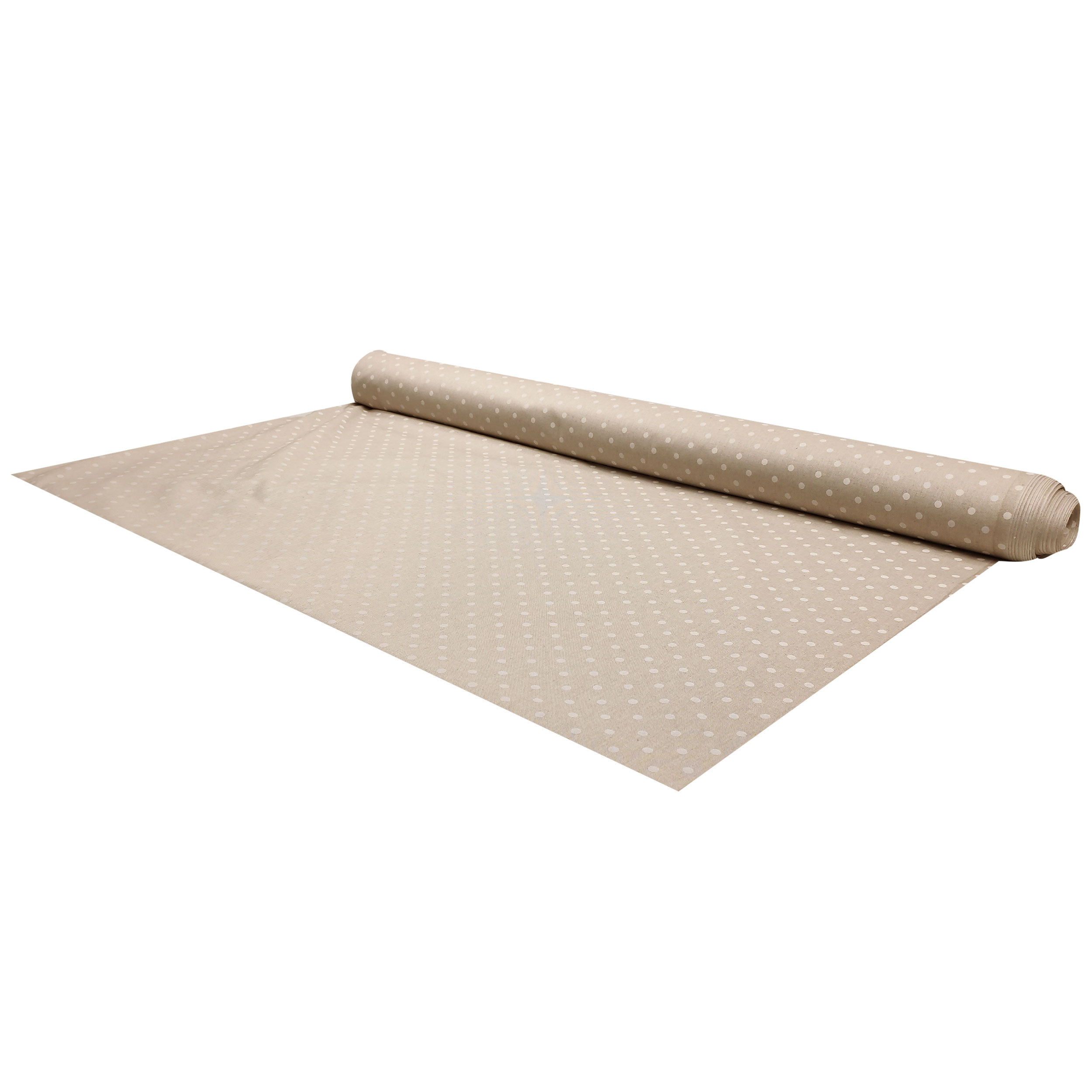 Tessuto Misto Cotone Arredo Beige e Pois Image