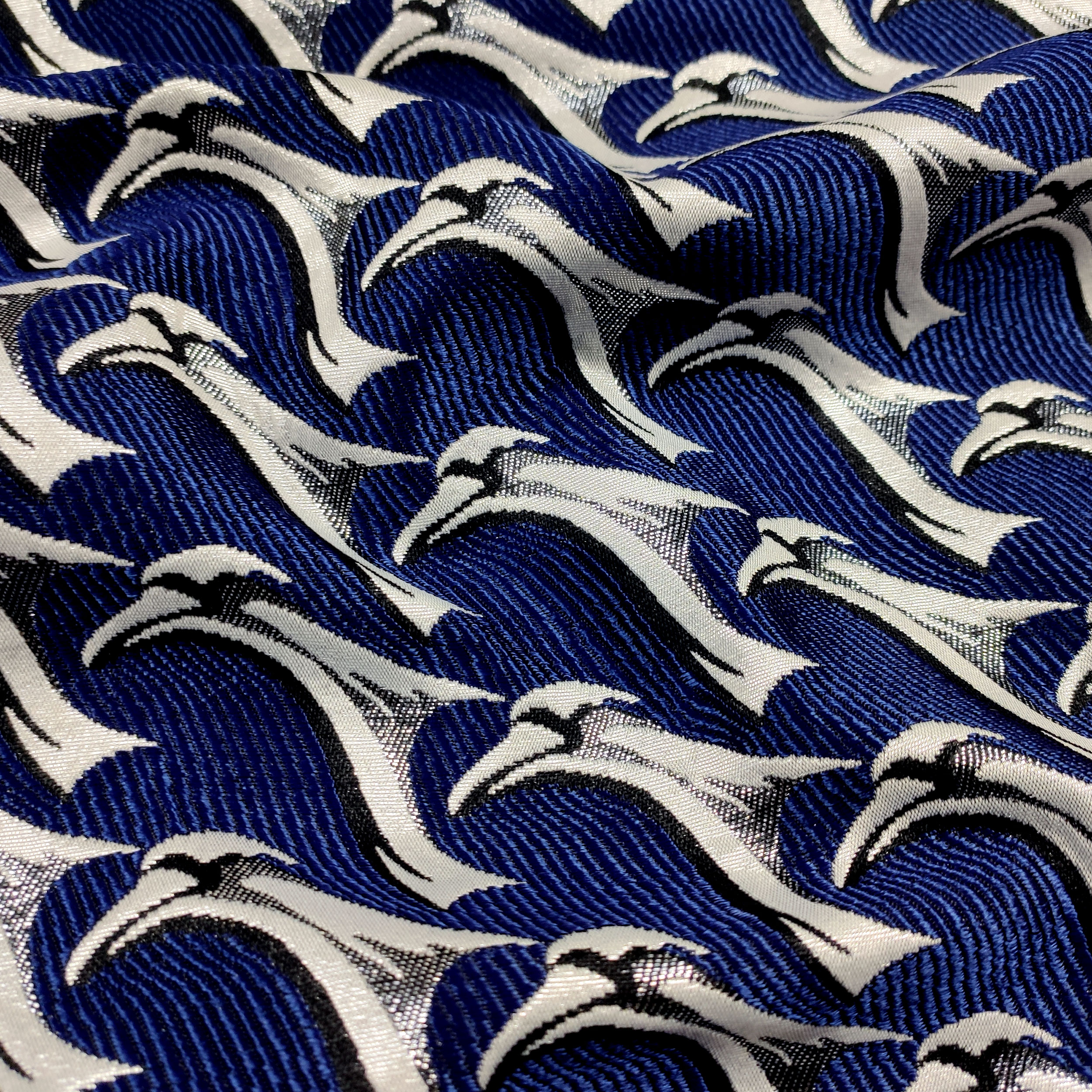 Broccato Fantasia Alta Moda Blu e Argento Lurex Image
