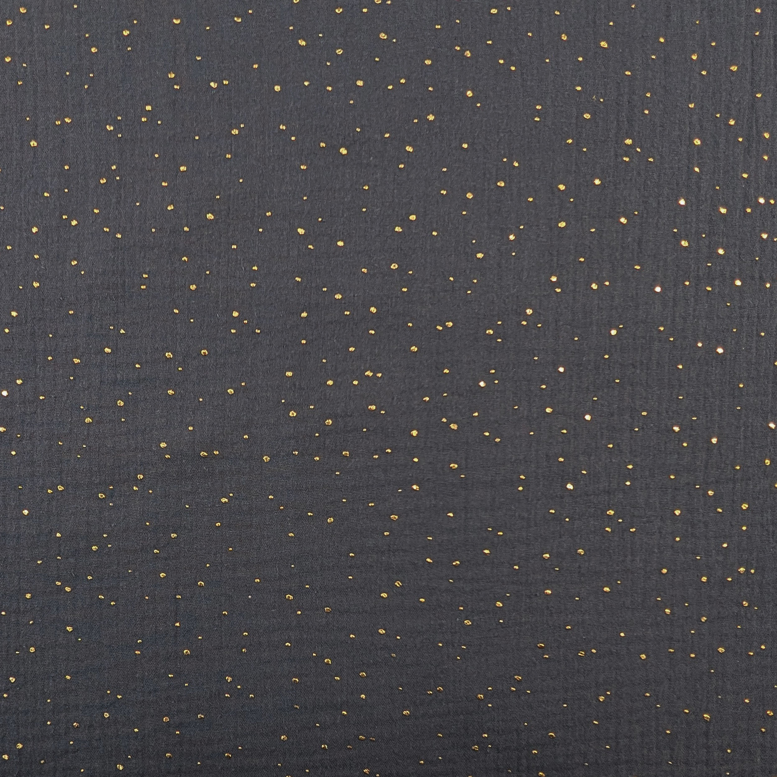 Mussola Cotone Grigio Scuro con Pois Oro Image