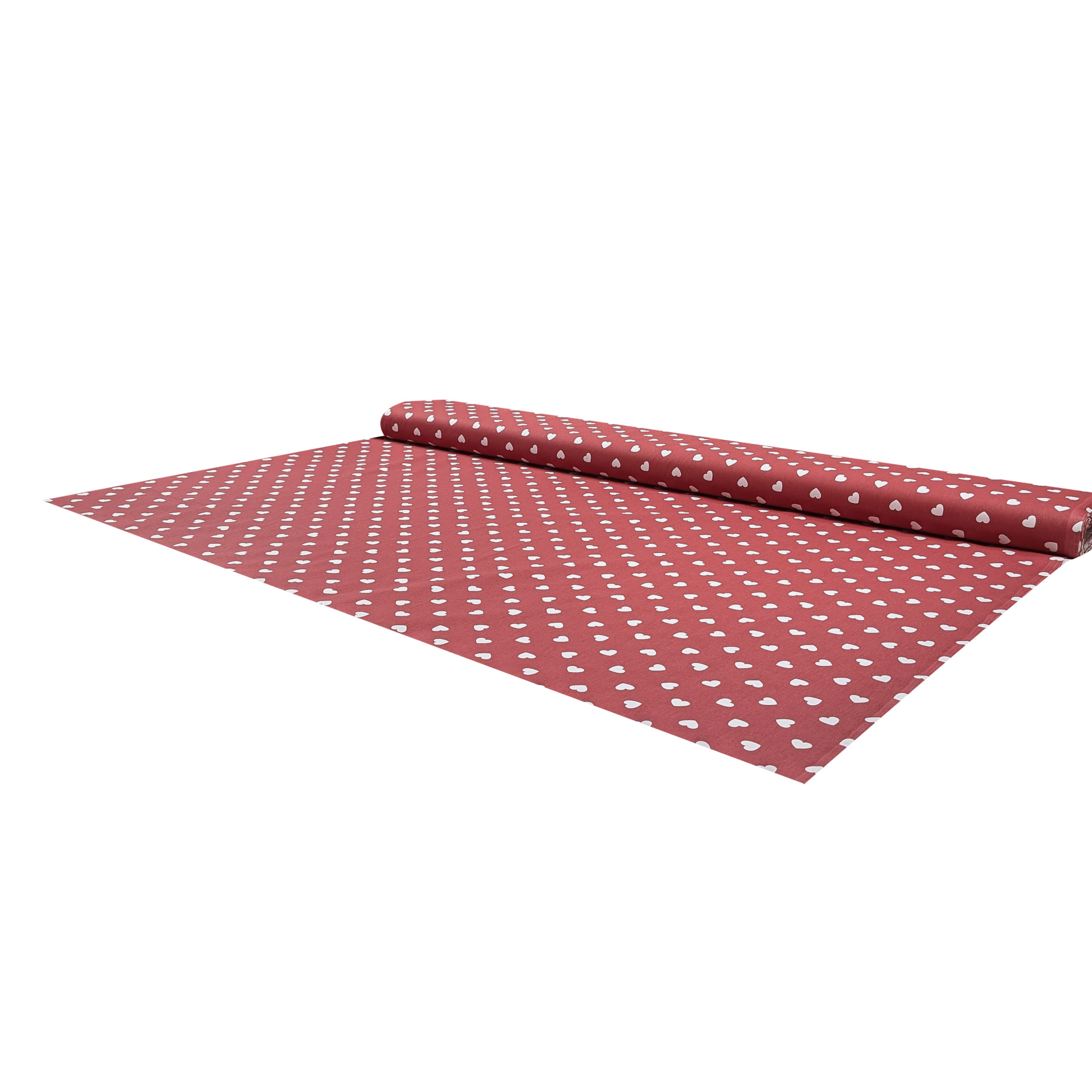 Cotone Cuori Bianchi con Sfondo Rosso Image