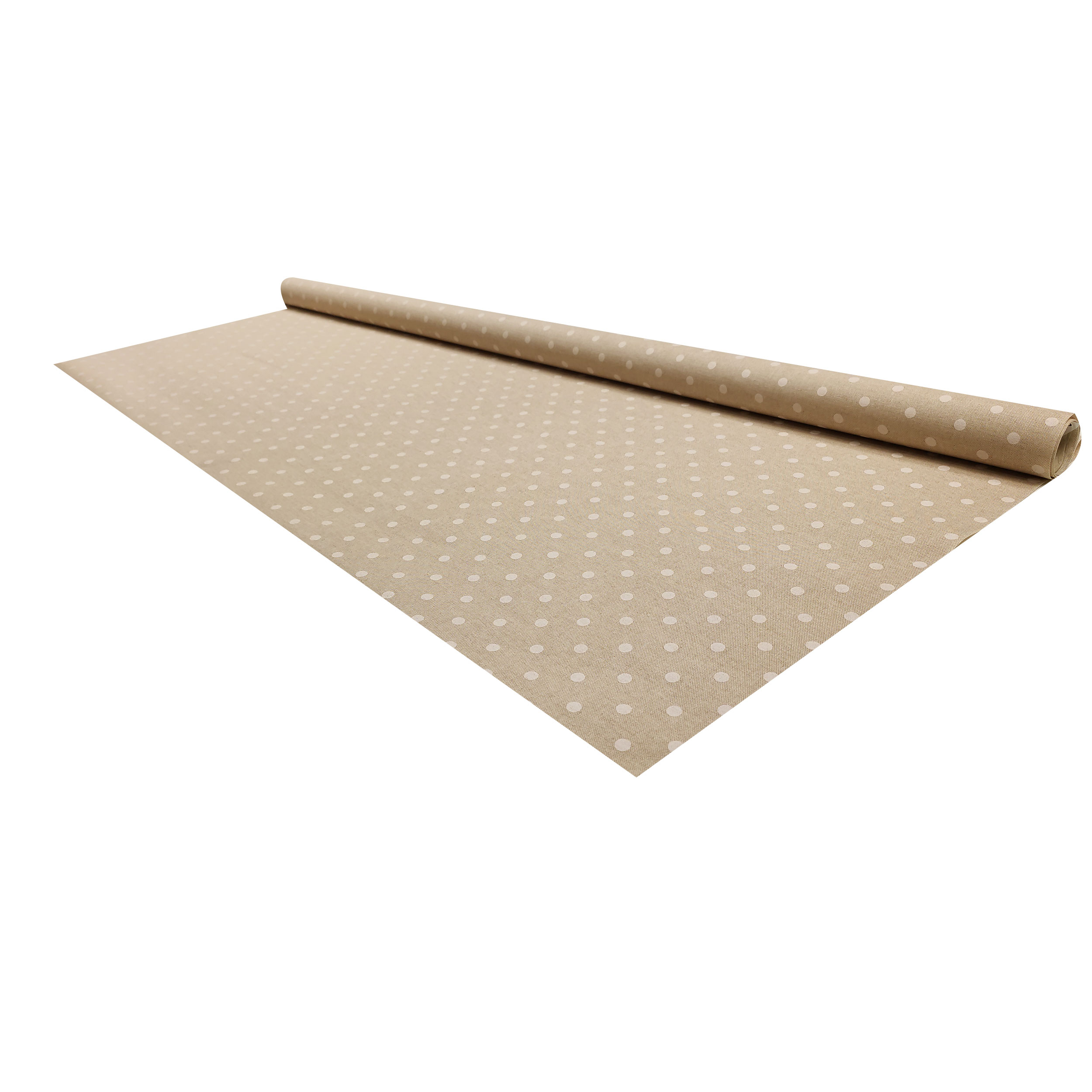 Tela Cerata Puro Cotone Resinato Antimacchia Beige Pois 180 cm Image