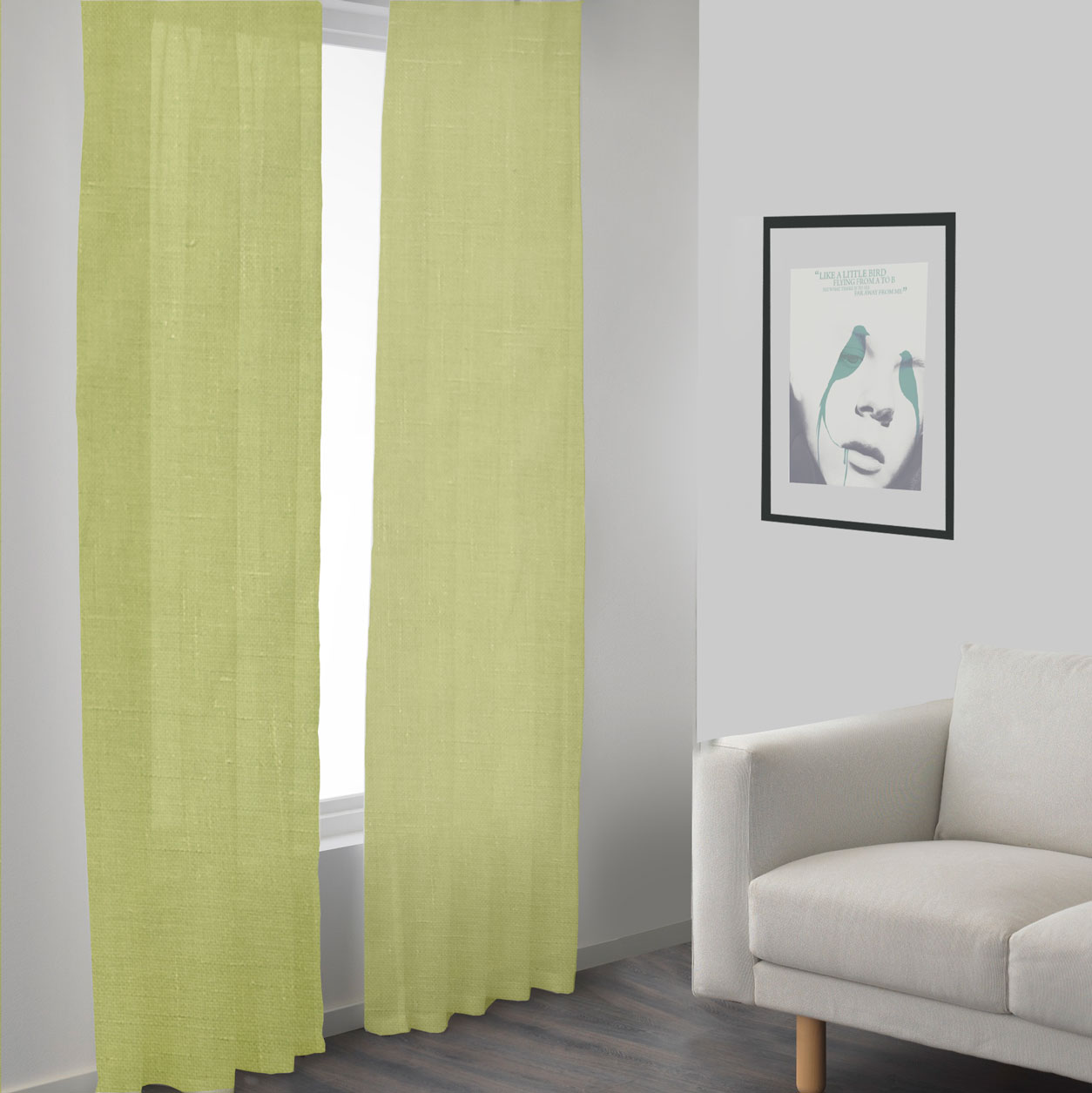 Tenda In Tessuto Misto Lino Verde, Collezione Provenza, Venduta A Metro
