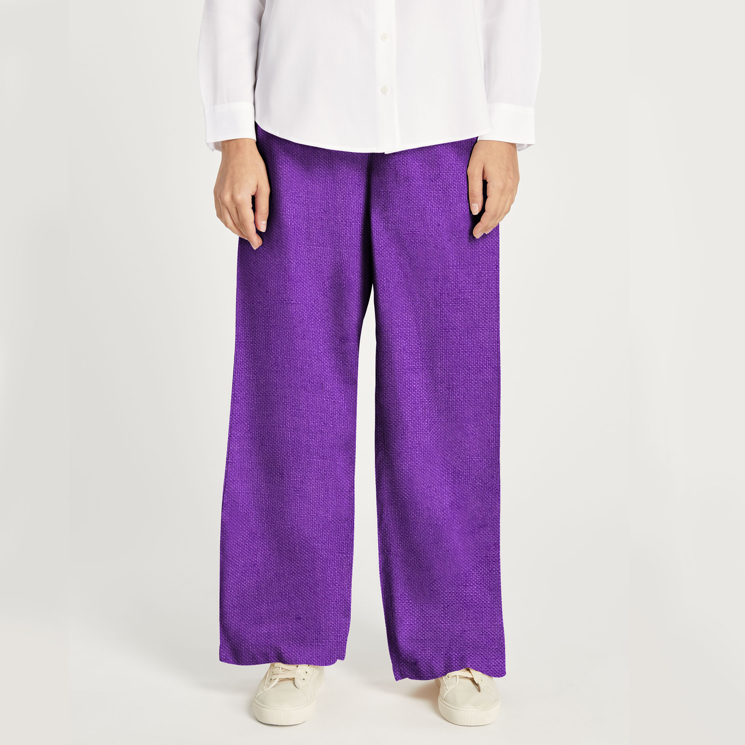 pantaloni lino viola