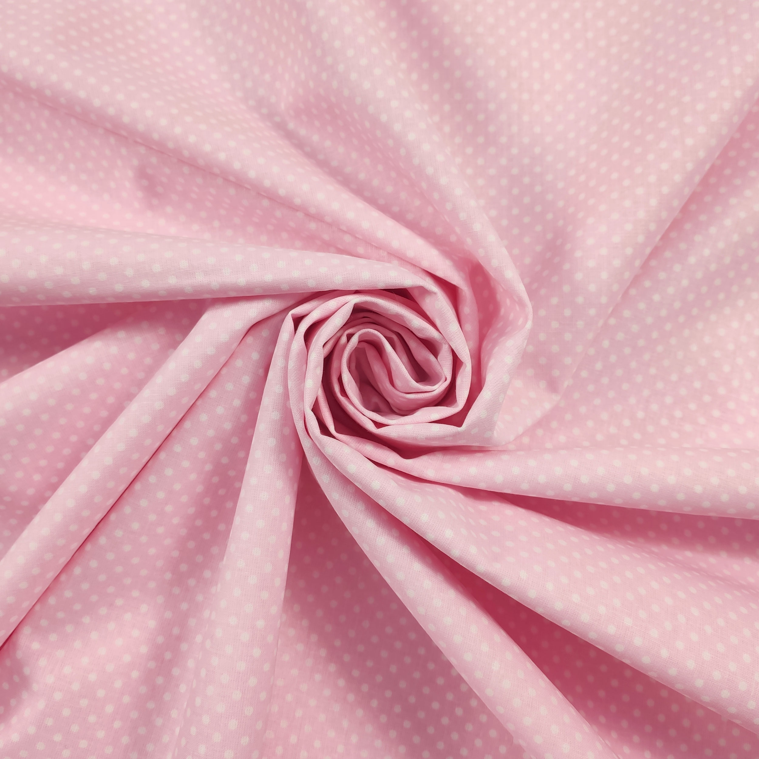 Tessuto Cotone Rosa a Pois Image