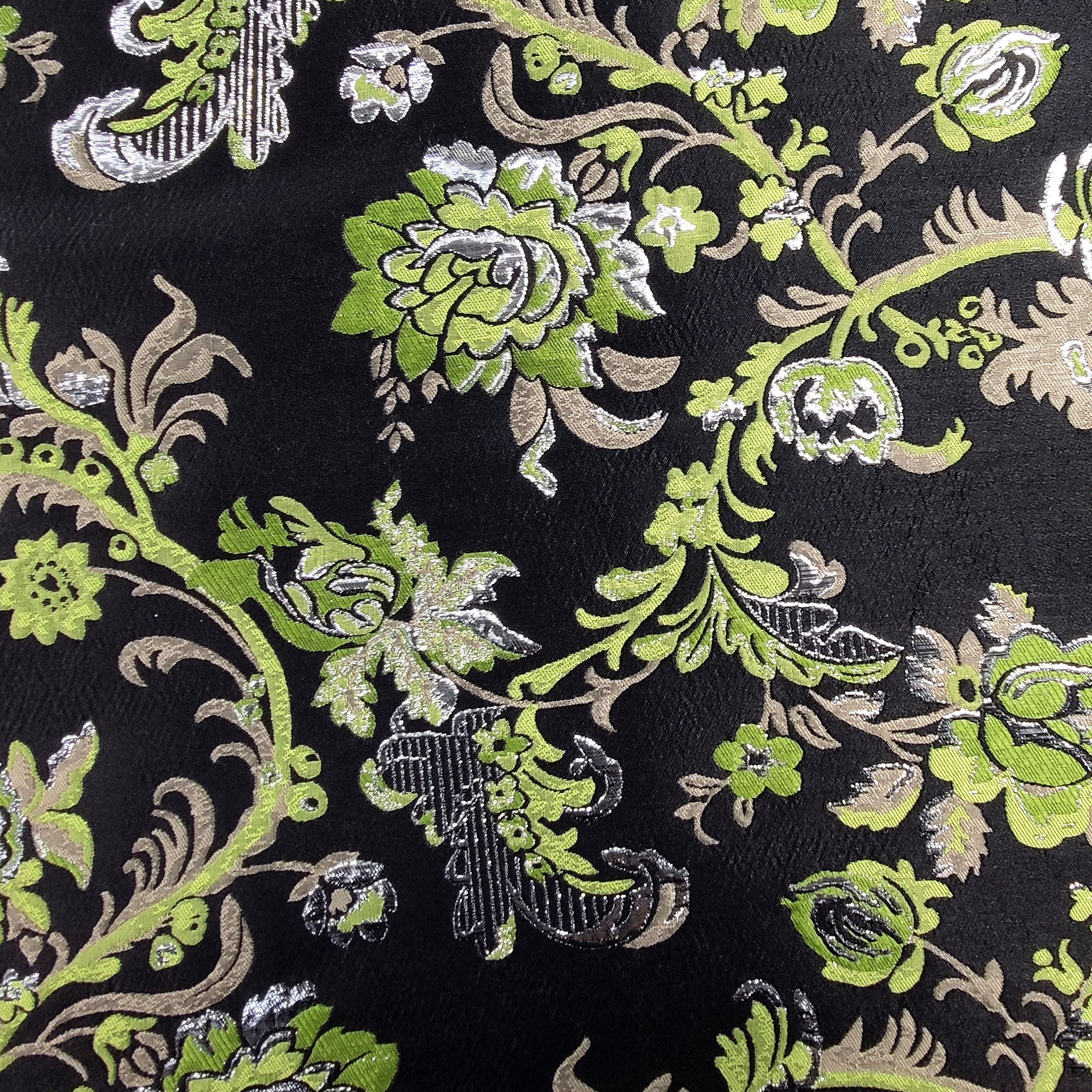 Broccato Alta Moda Floreale Verde e Argento
