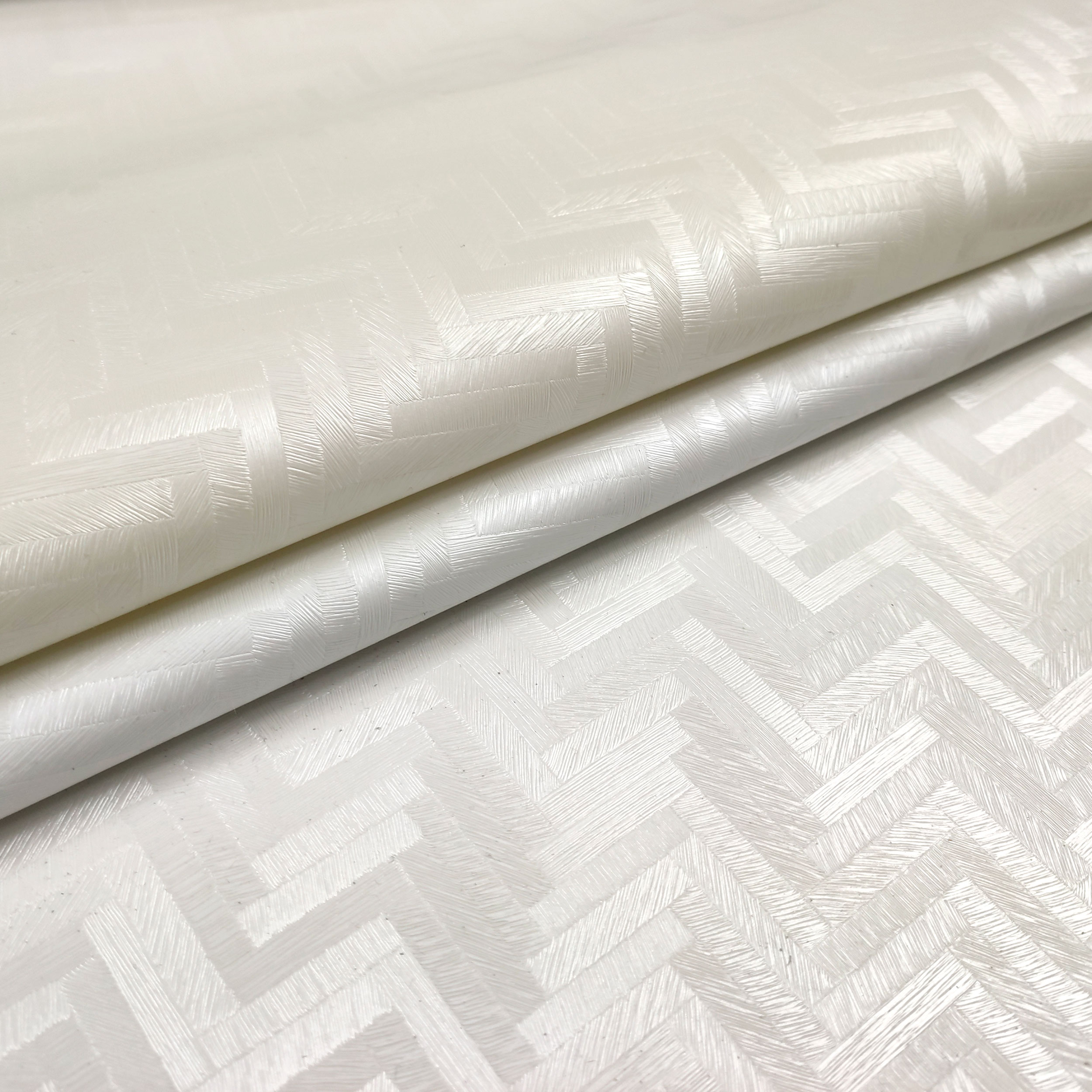 Tessuto per Tovaglia Plastificata Geometria di Linee Bianco