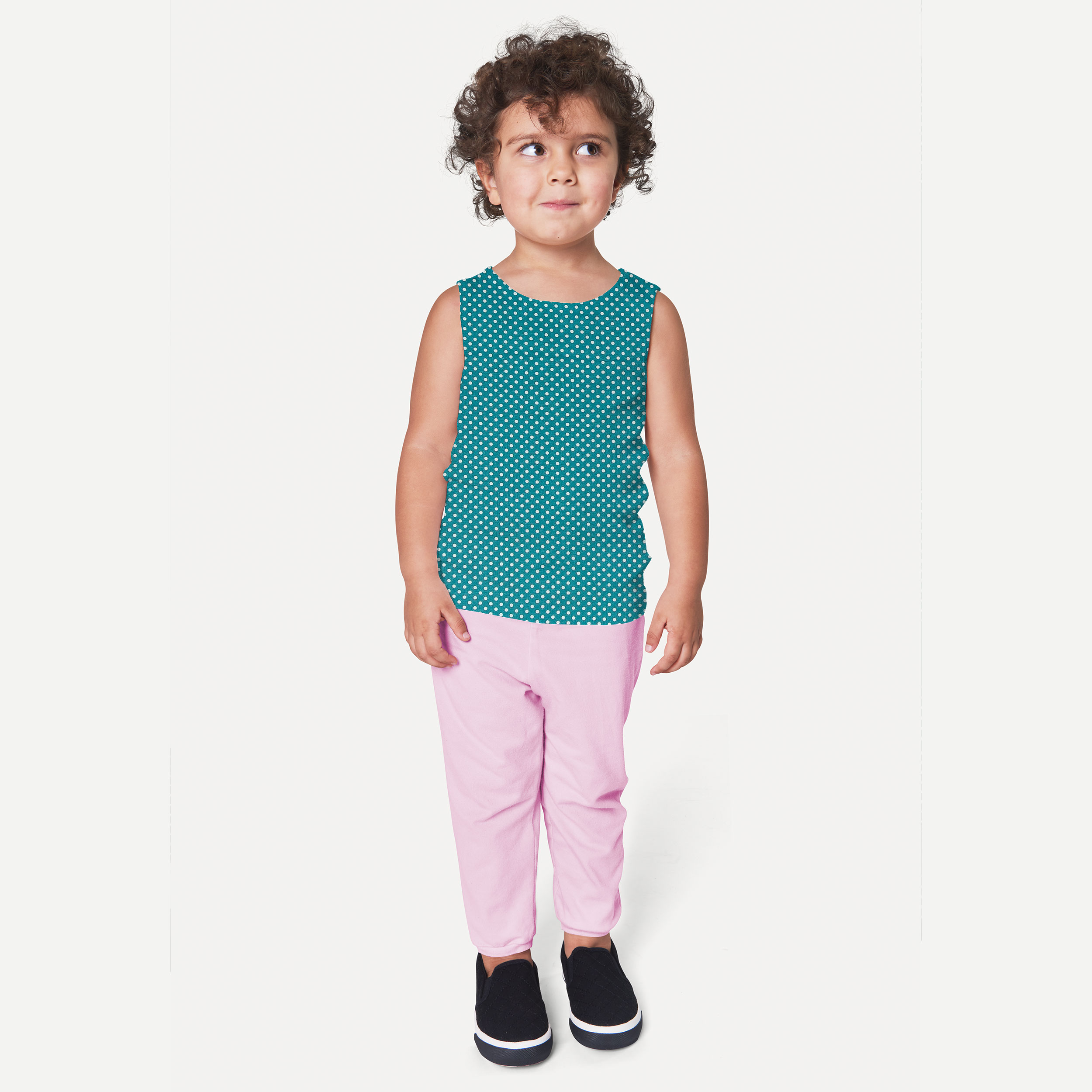 Tessuto Cotone Turchese Pois Bianchi