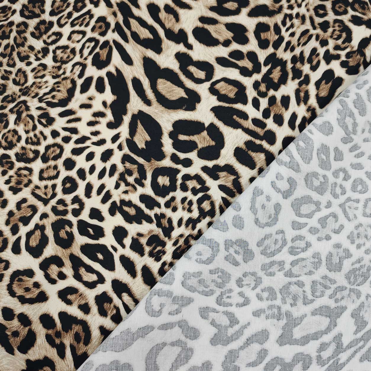 tessuto di cotone leopardato beige