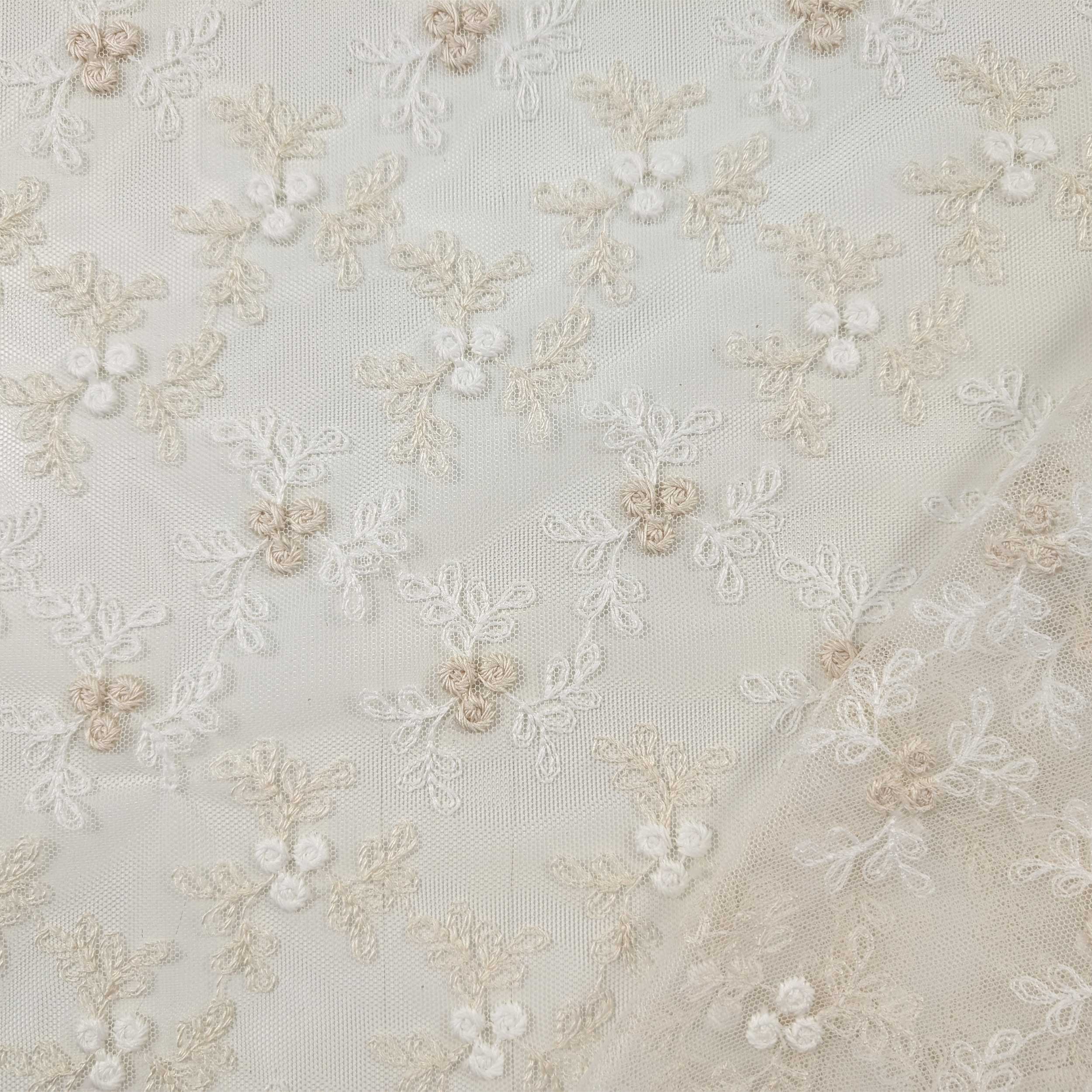 Tessuto Tendino Pizzo Floreale Beige Image