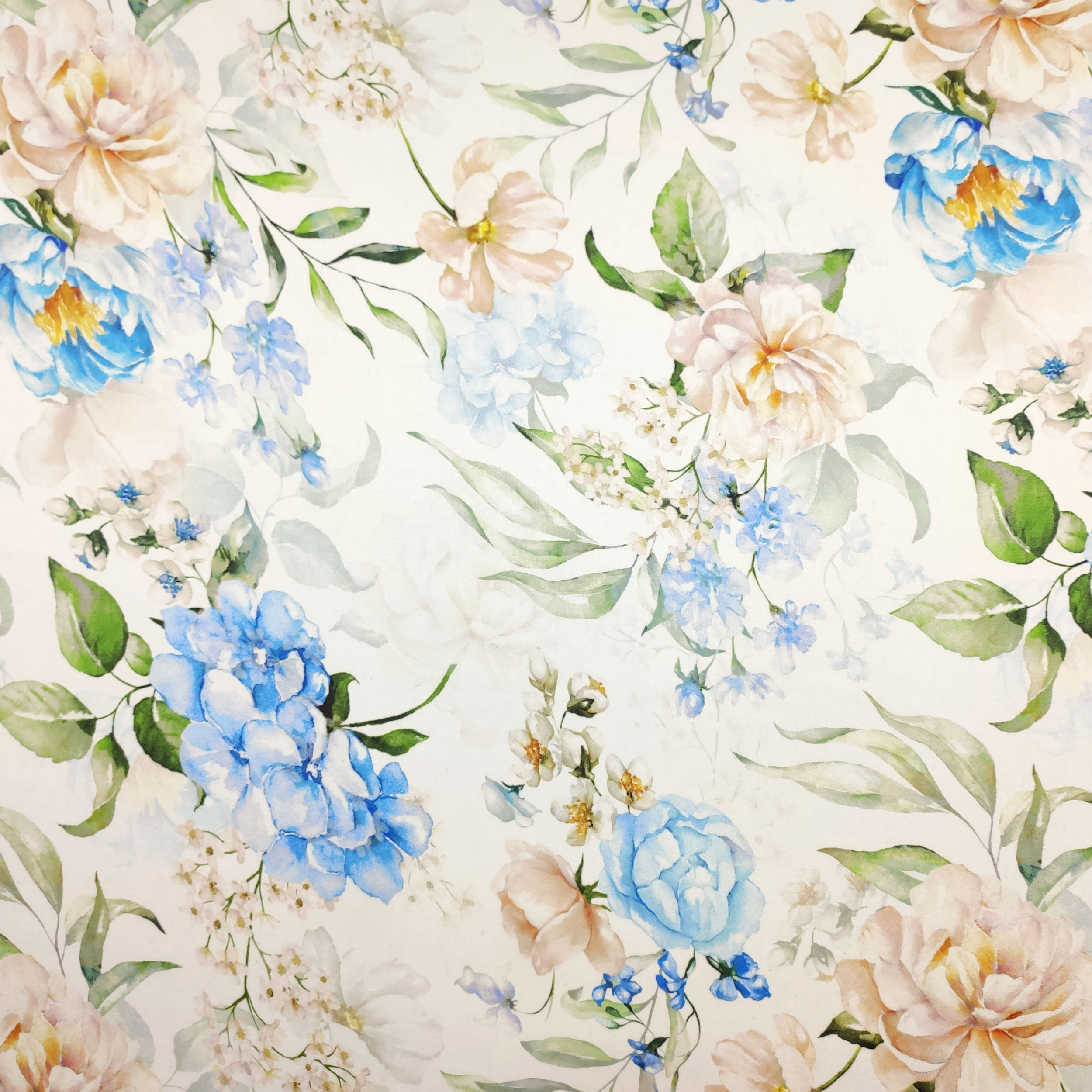 Organza Alta Moda Fiori Cipria e Celeste