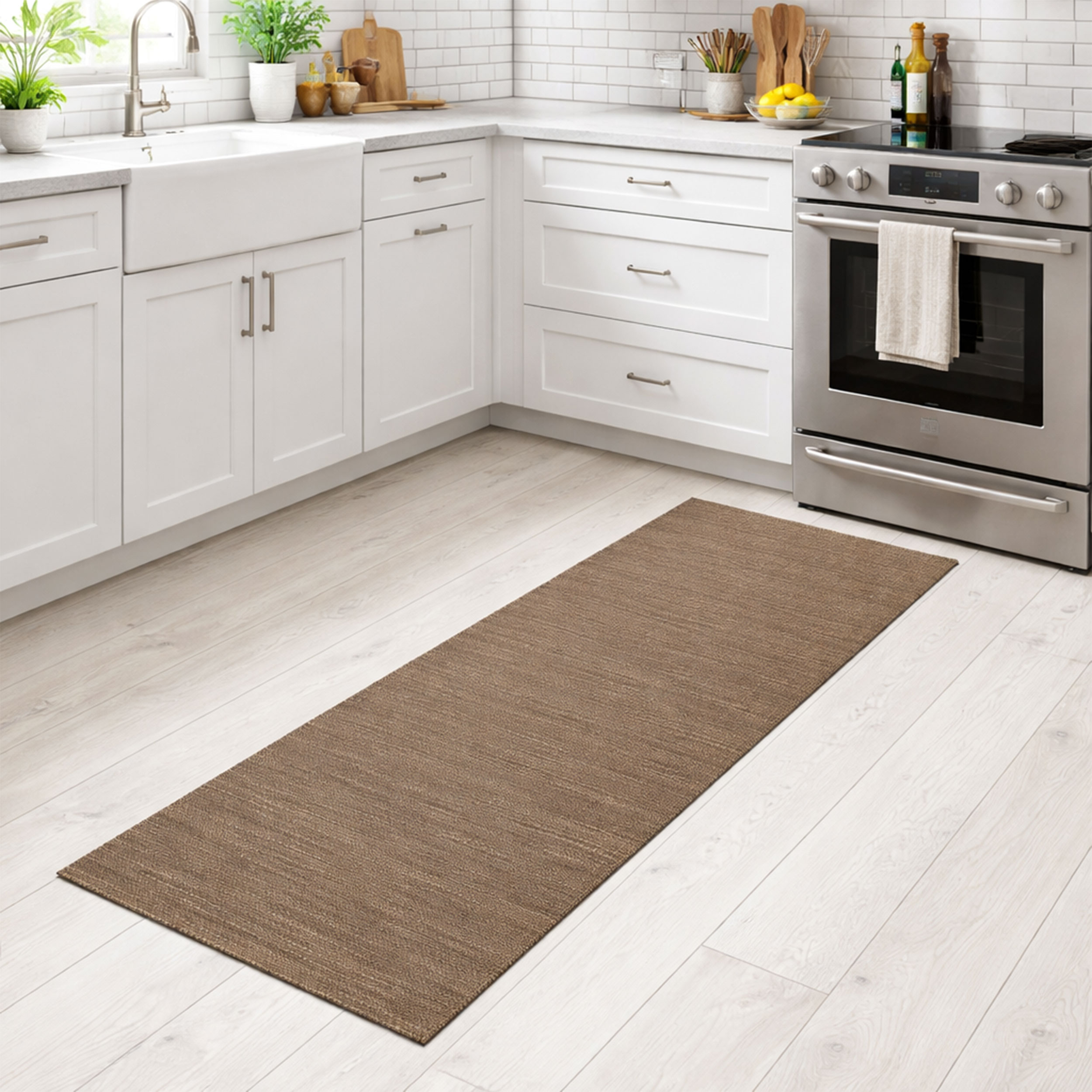 Passatoia da Cucina Intrecciata Marrone Beige Image