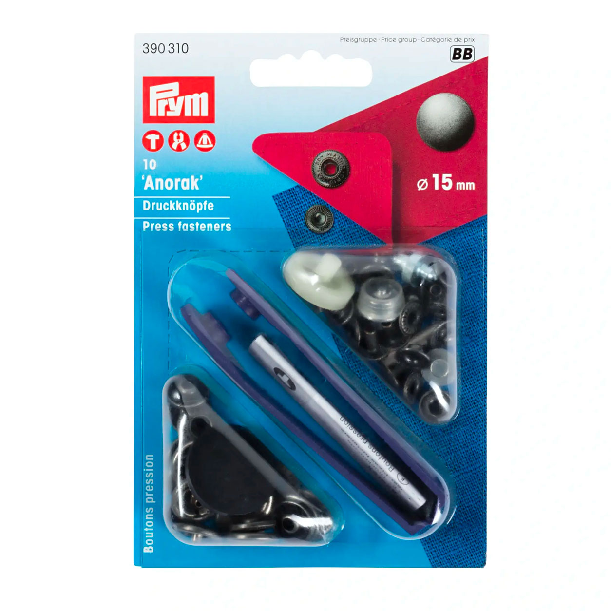 Bottoni a Pressione Anorak 15 mm Nero