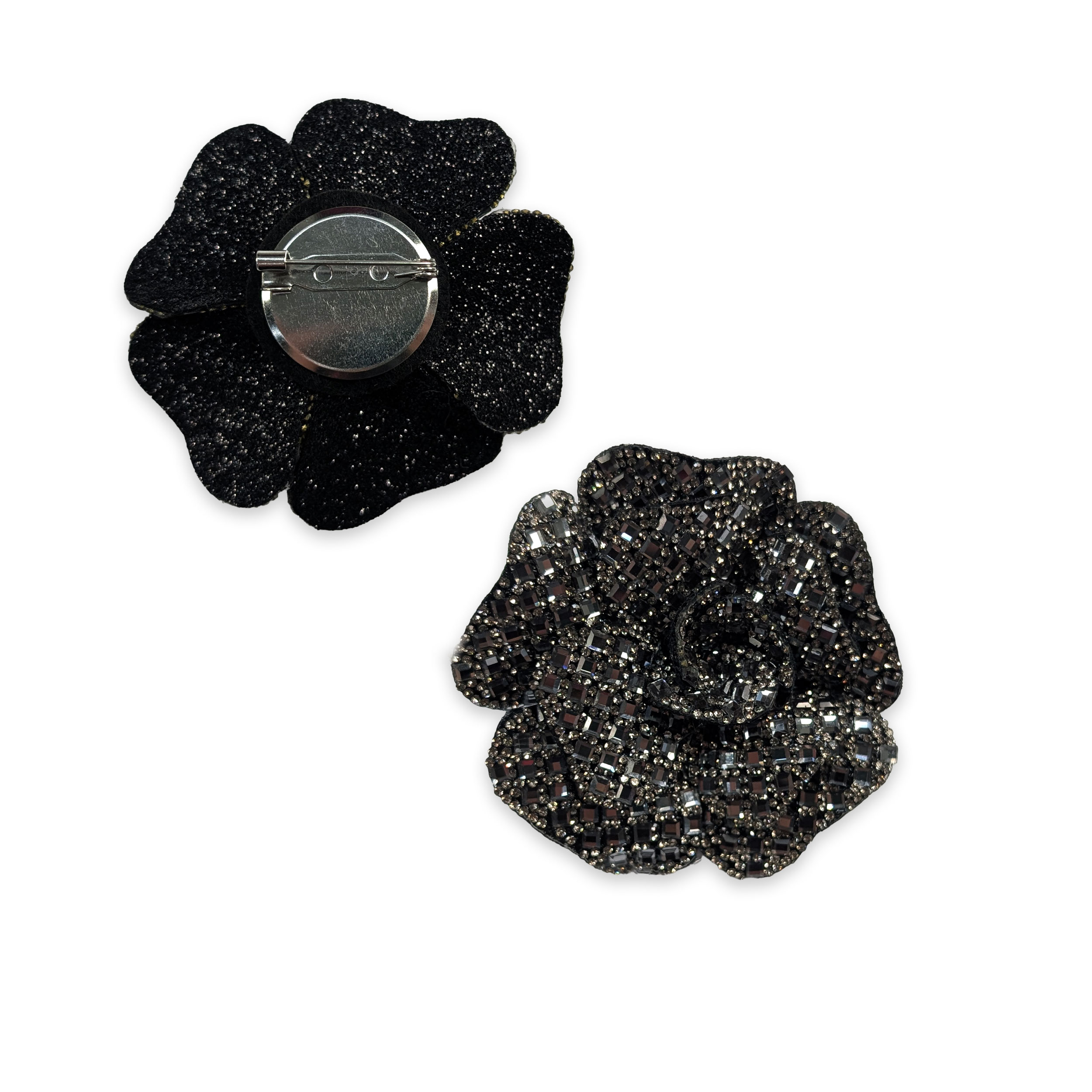 Spilla Rosa Nera con Strass Image