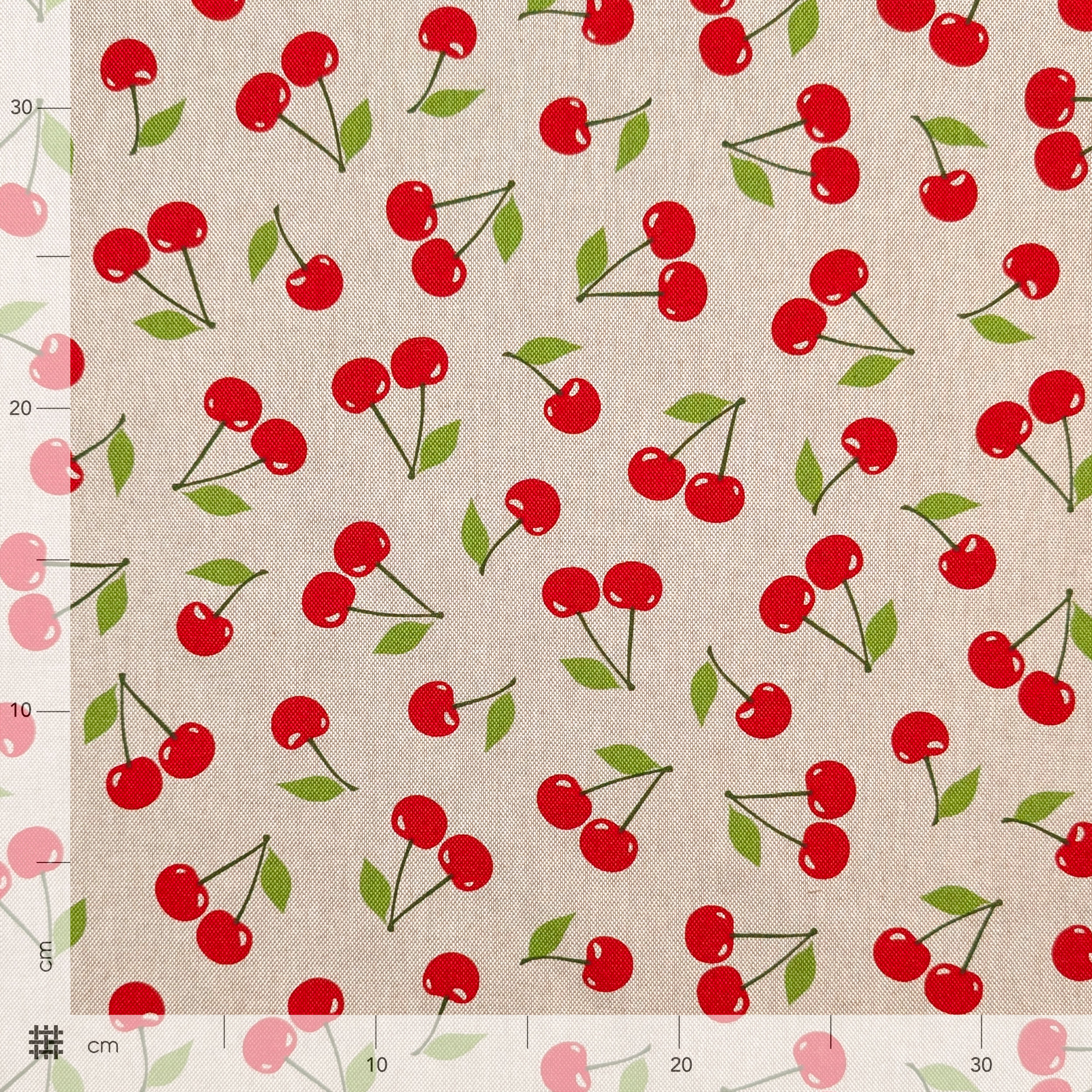 Tessuto Misto Cotone Ciliegie Rosse Image