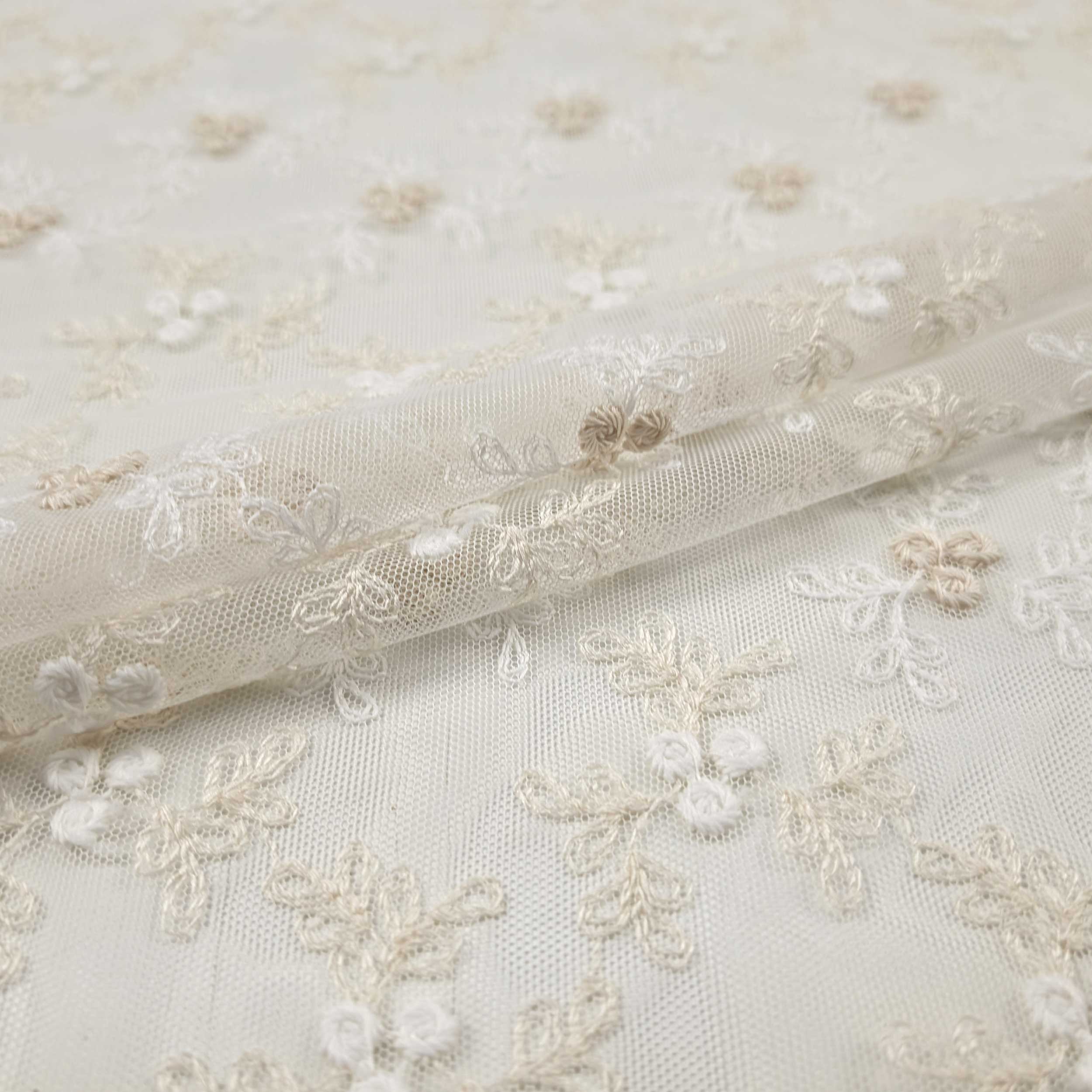 Tessuto Tendino Pizzo Floreale Beige Image