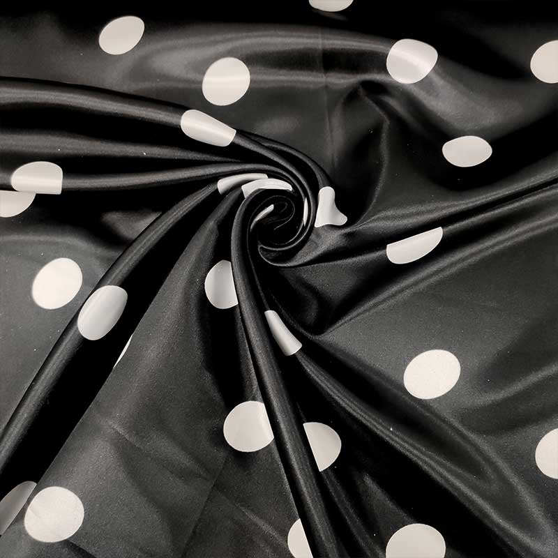 Tessuto Raso Carnevale Nero a Pois Image